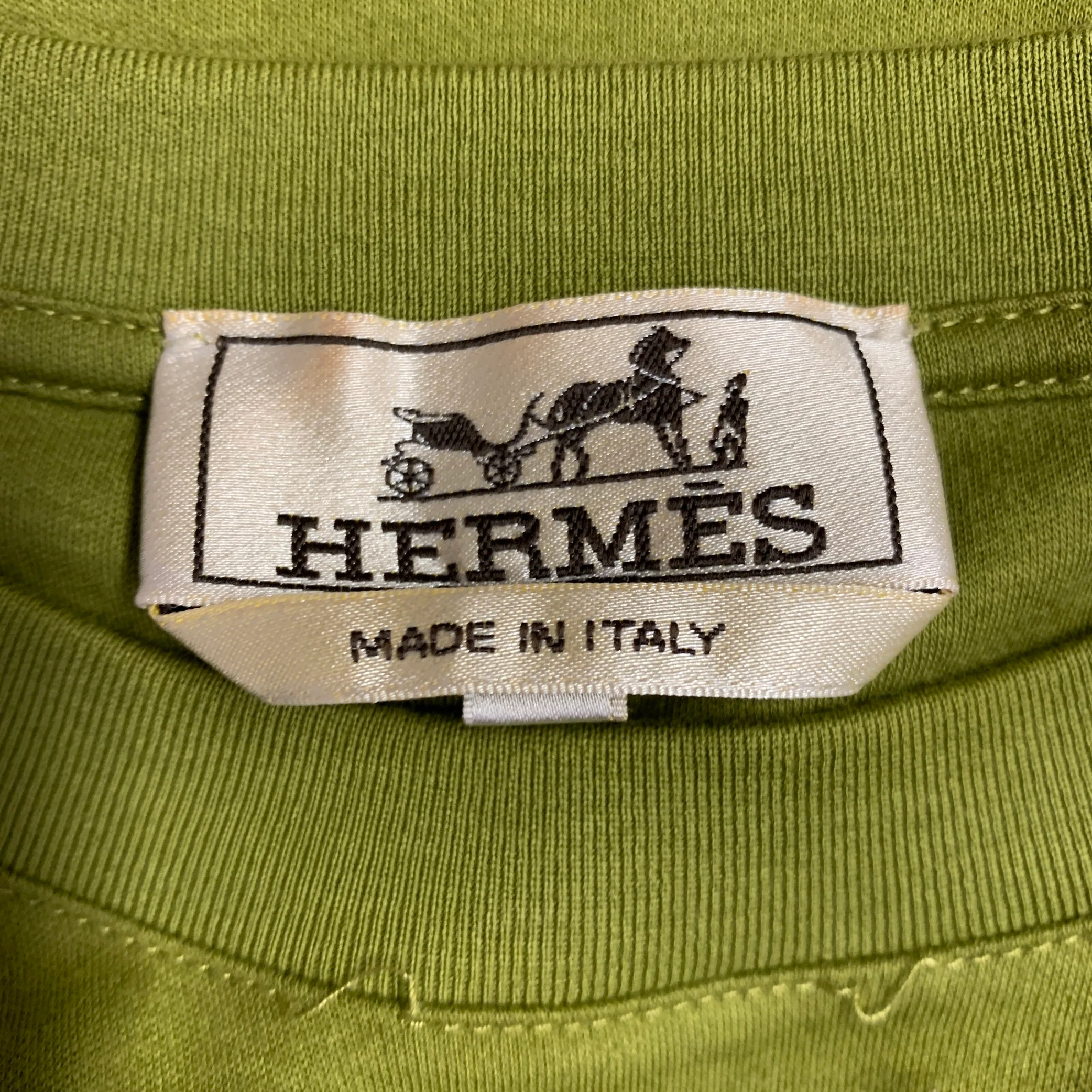 HERMES Size XXL Green Moss Contrast Trim Cotton Crew Neck T-shirt - Image 6