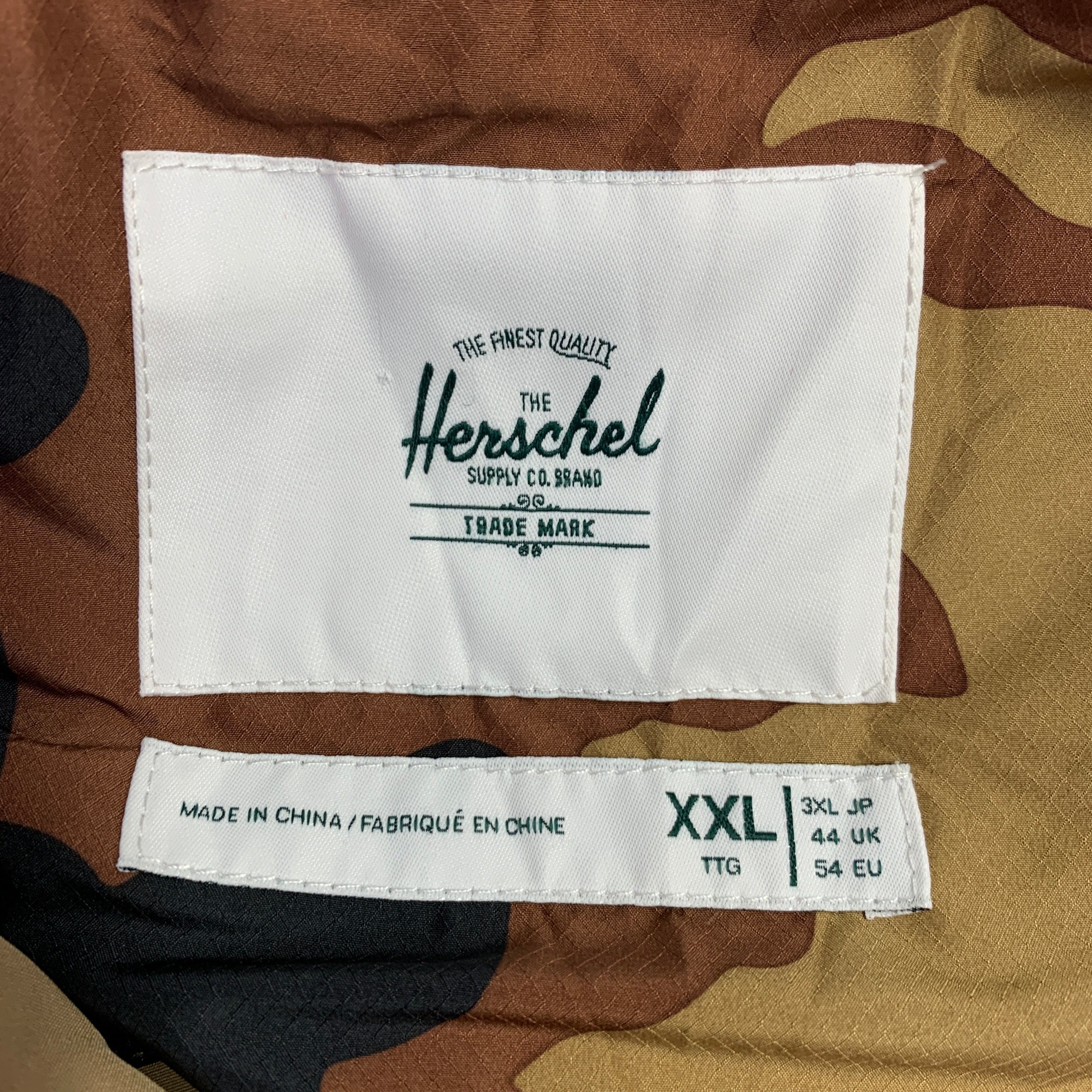 HERSCHEL Size XXL Khaki Cotton Polyester Hooded Jacket - Image 4