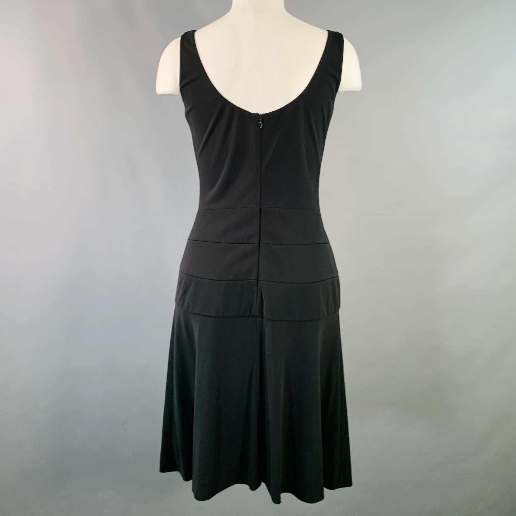 HERVE LEGER Size 8 Black Viscose Blend Sleeveless Knee Length Cocktail Dress - Image 3
