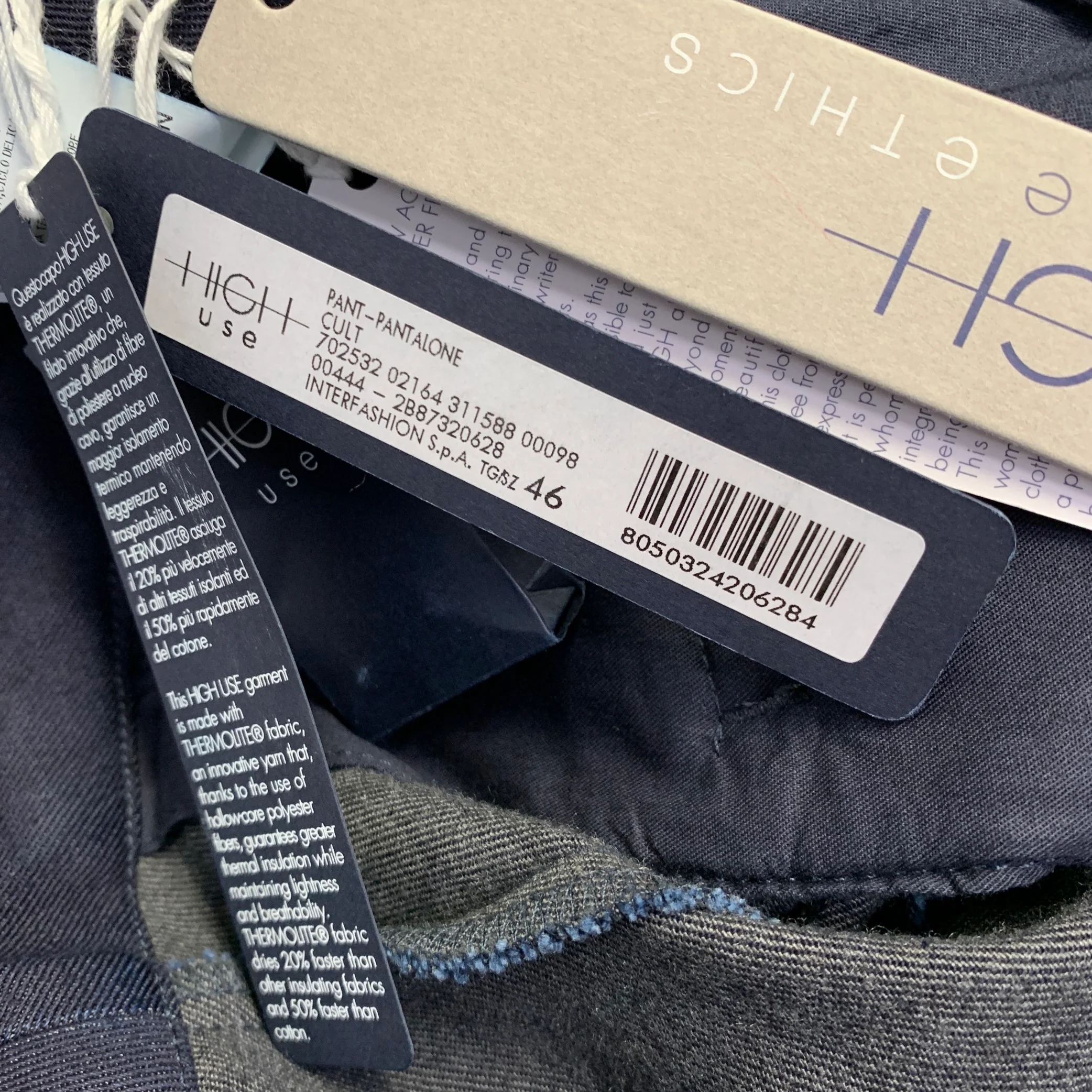 HIGH Size 10 Navy Cotton Blend Windowpane Zip Fly Casual Pants - Image 5