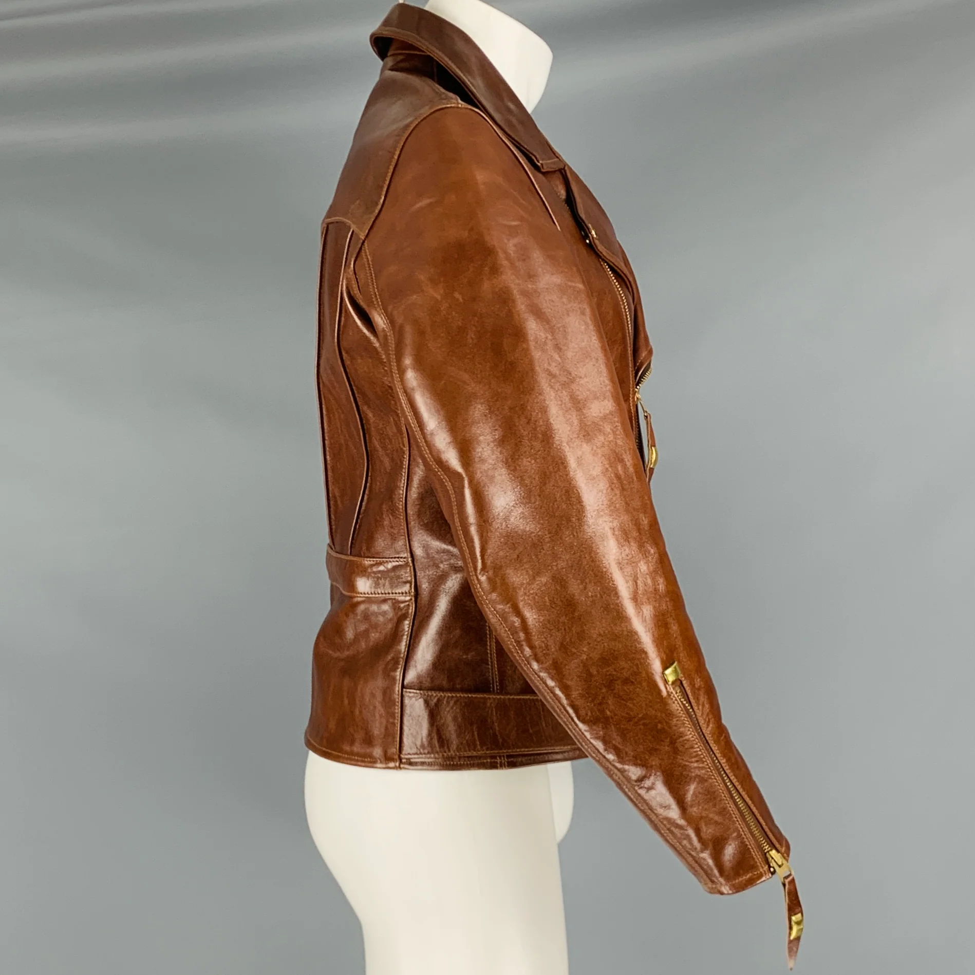 HIMEL BROS Size 40 Avro Brown Leather Motorcycle Jacket - Image 3