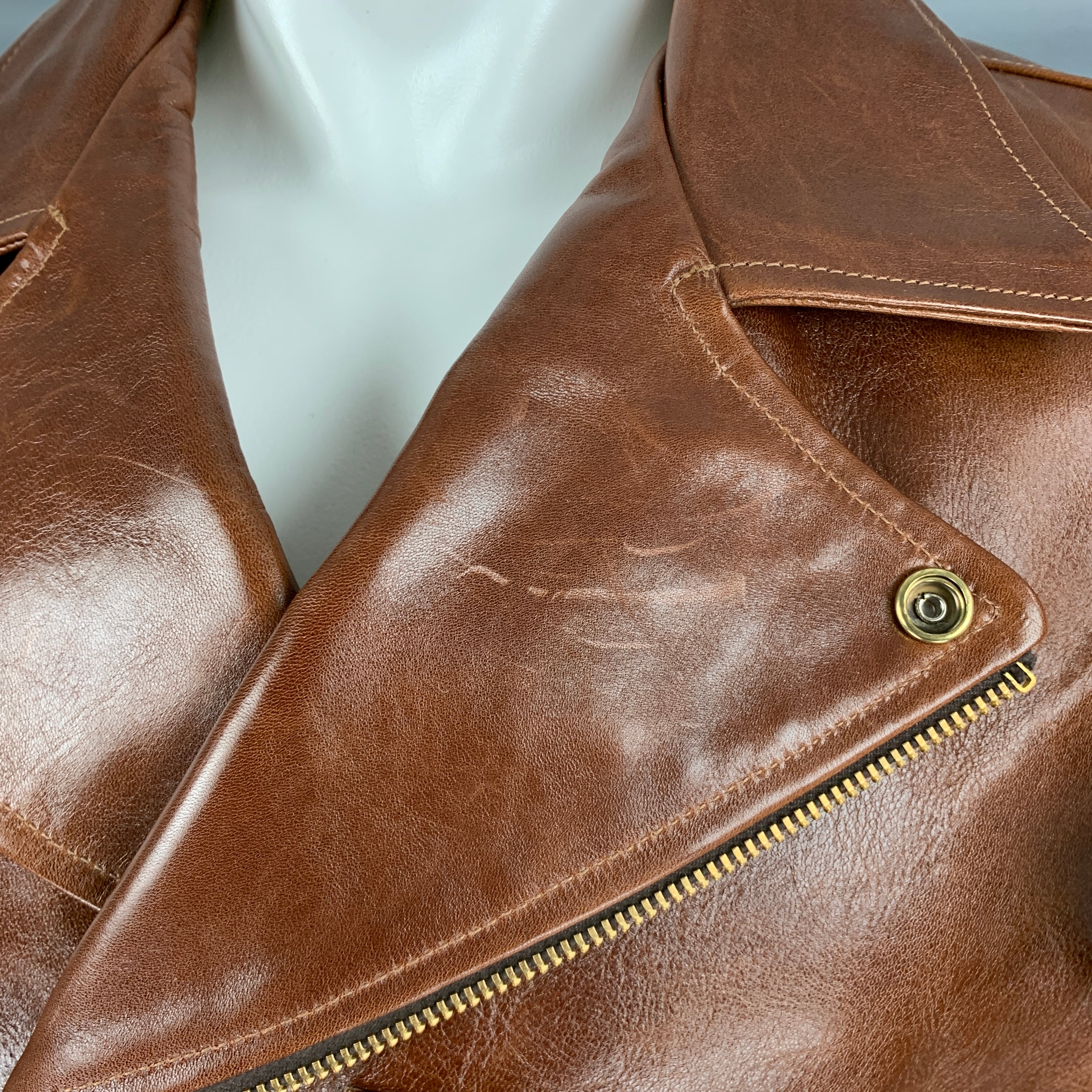 HIMEL BROS Size 40 Avro Brown Leather Motorcycle Jacket - Image 5