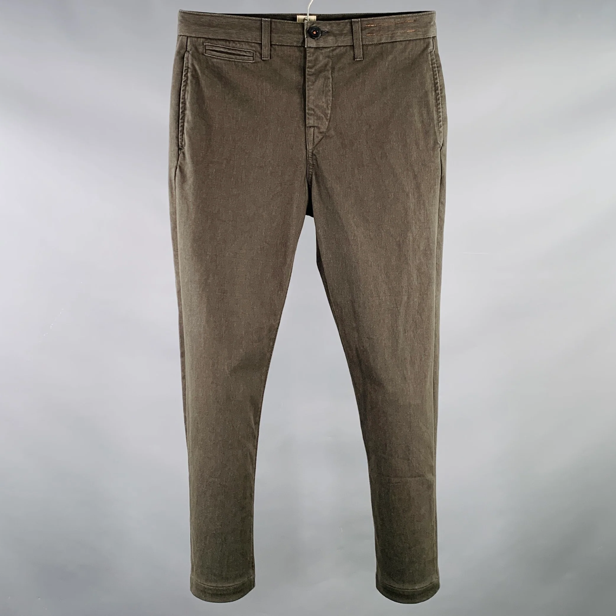 HIROSHI KATO Size 29 The Axe Grey Charcoal Twill Cotton Blend Flat Front Casual Pants