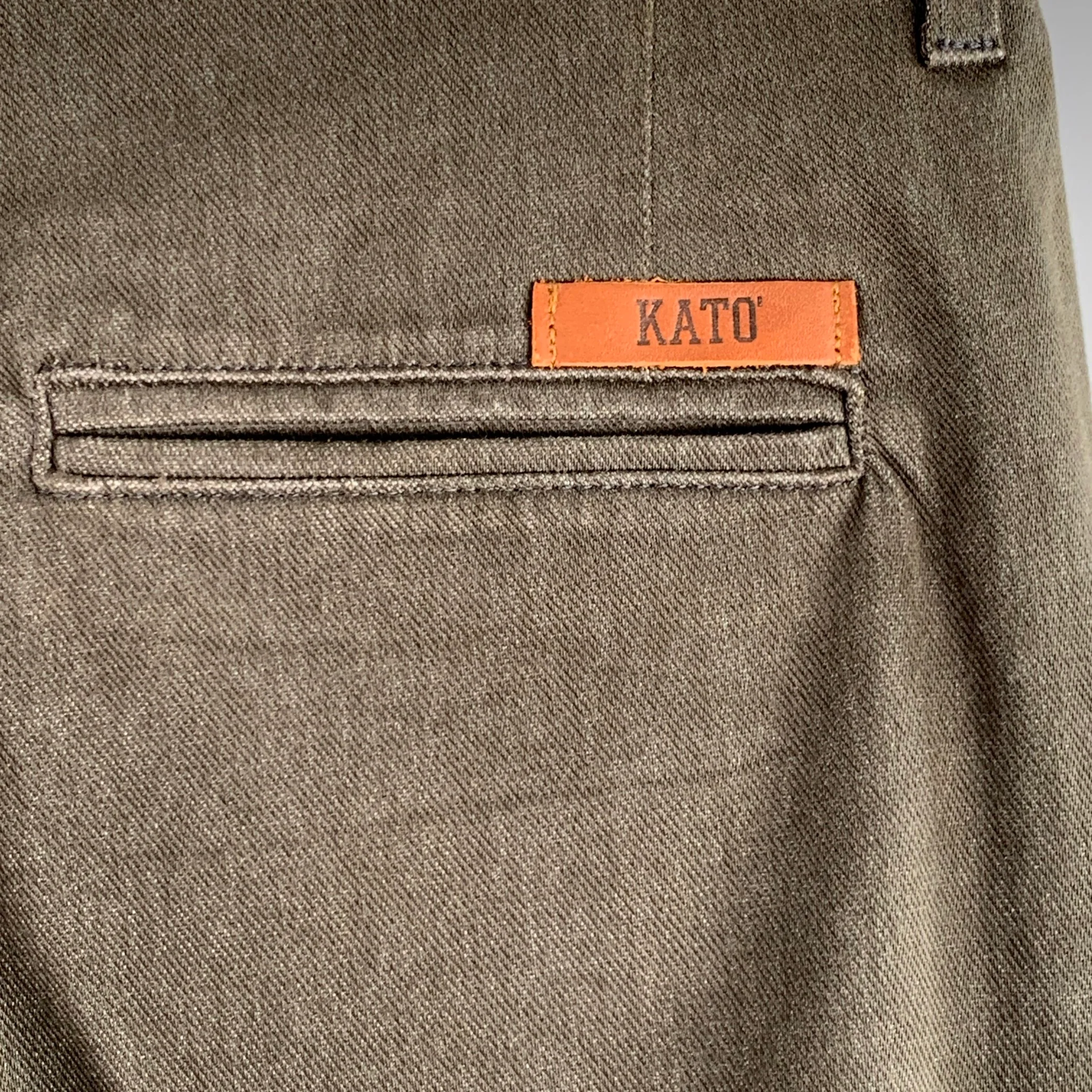 HIROSHI KATO Size 29 The Axe Grey Charcoal Twill Cotton Blend Flat Front Casual Pants - Image 4