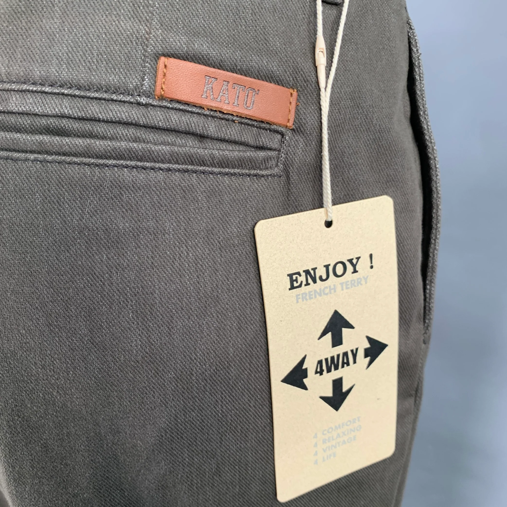 HIROSHI KATO Size 36 The Axe Green Grey Twill Cotton Blend Flat Front Casual Pants - Image 3