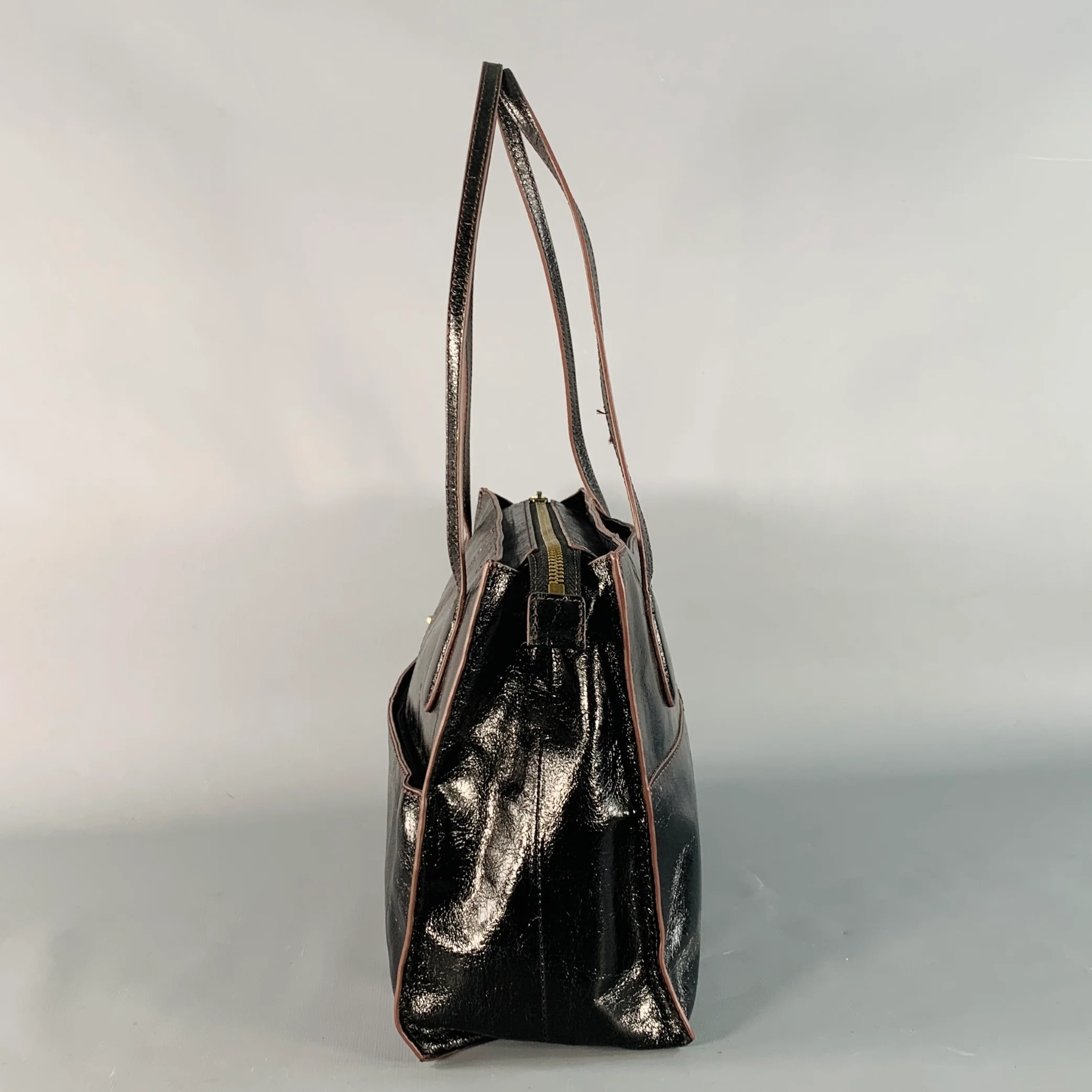 HOBO Black Patent Leather Shoulder Bag Handbag - Image 4