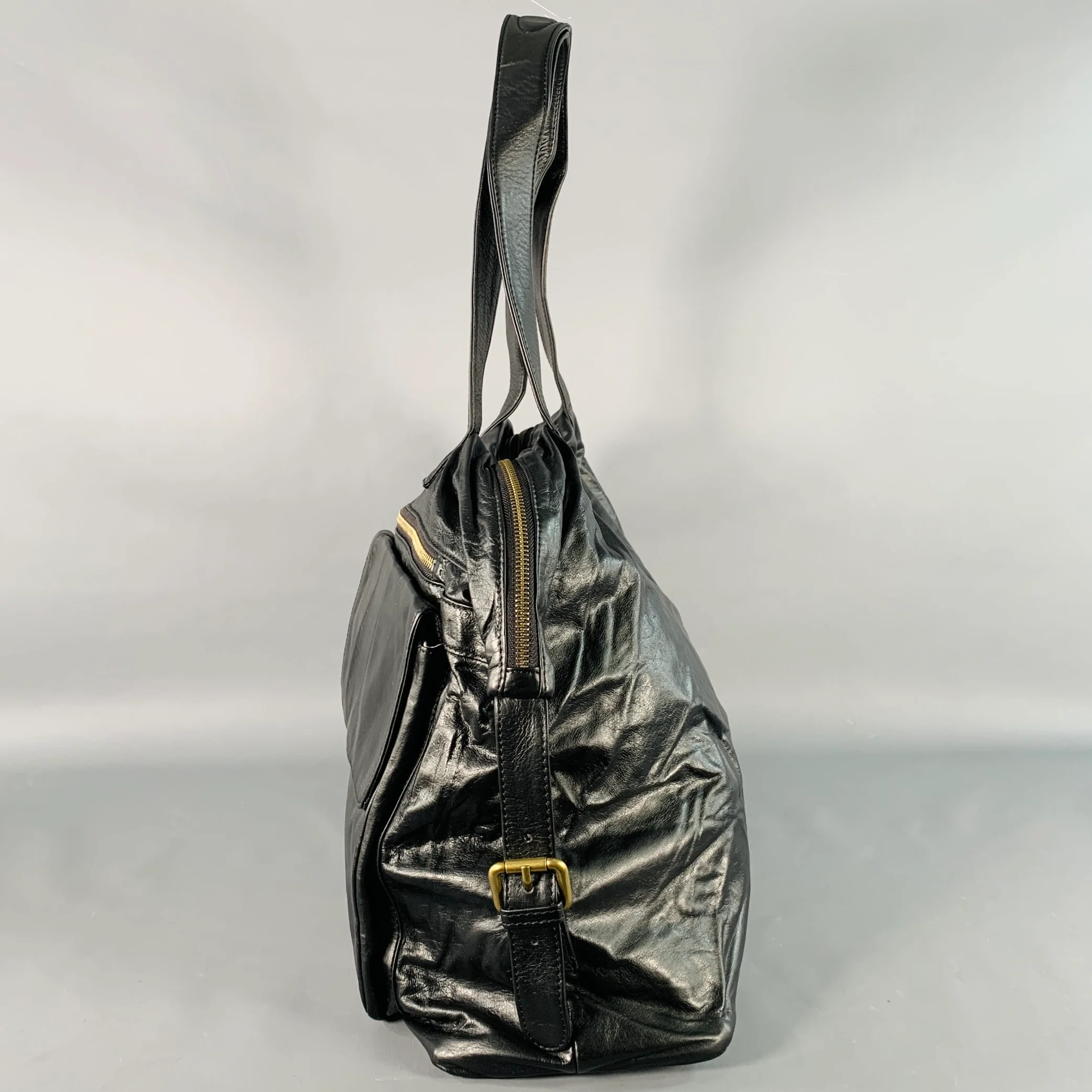 HOBO INTERNATIONAL Black Leather Top Handles Duffle Bag - Image 4