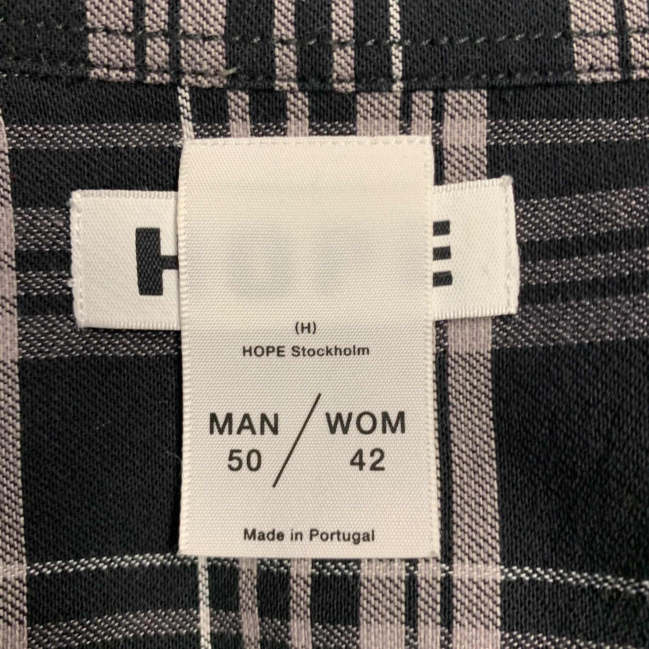 HOPE Size L Black Grey Plaid Cotton One Pocket Long Sleeve Shirt - Image 5