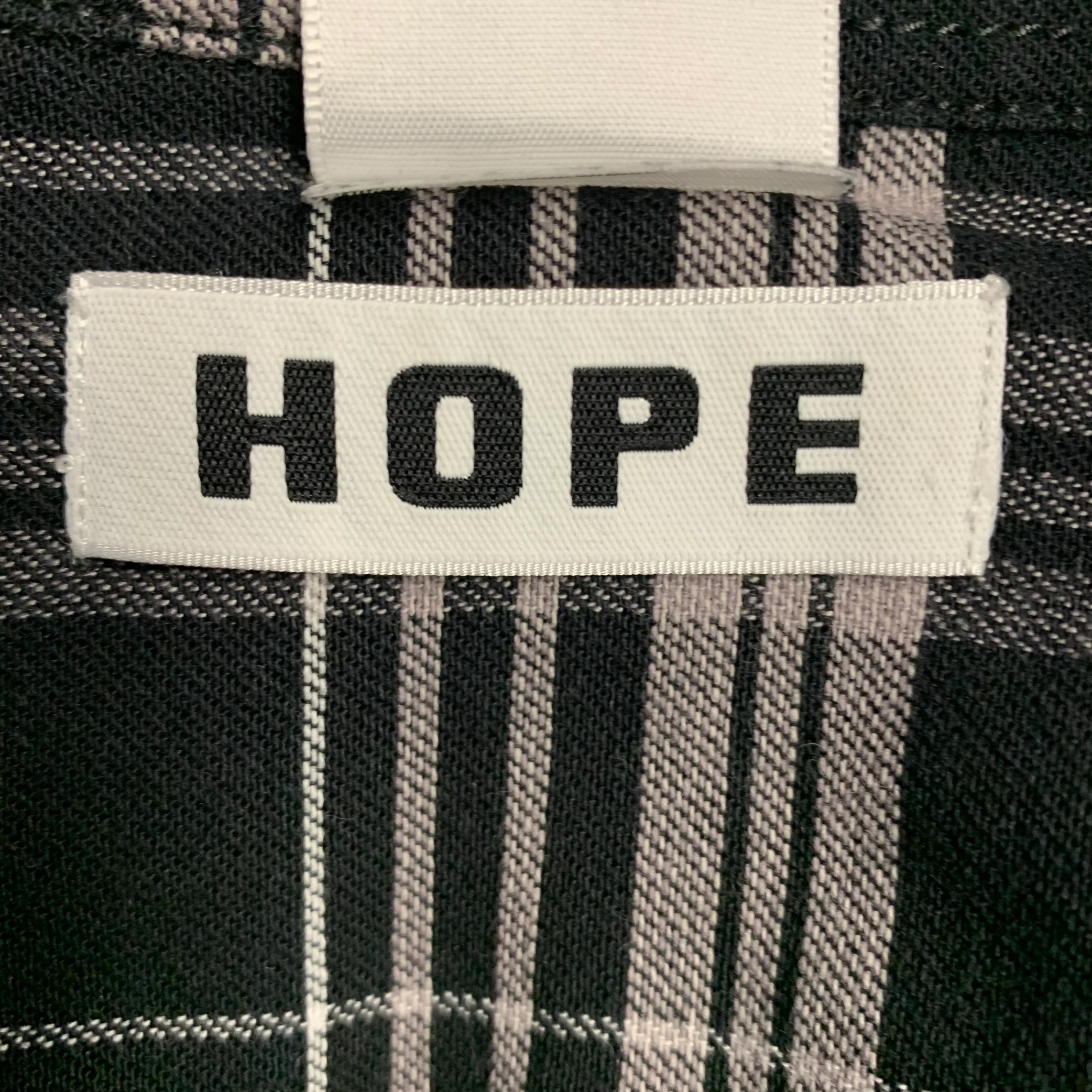 HOPE Size L Black Grey Plaid Cotton One Pocket Long Sleeve Shirt - Image 6