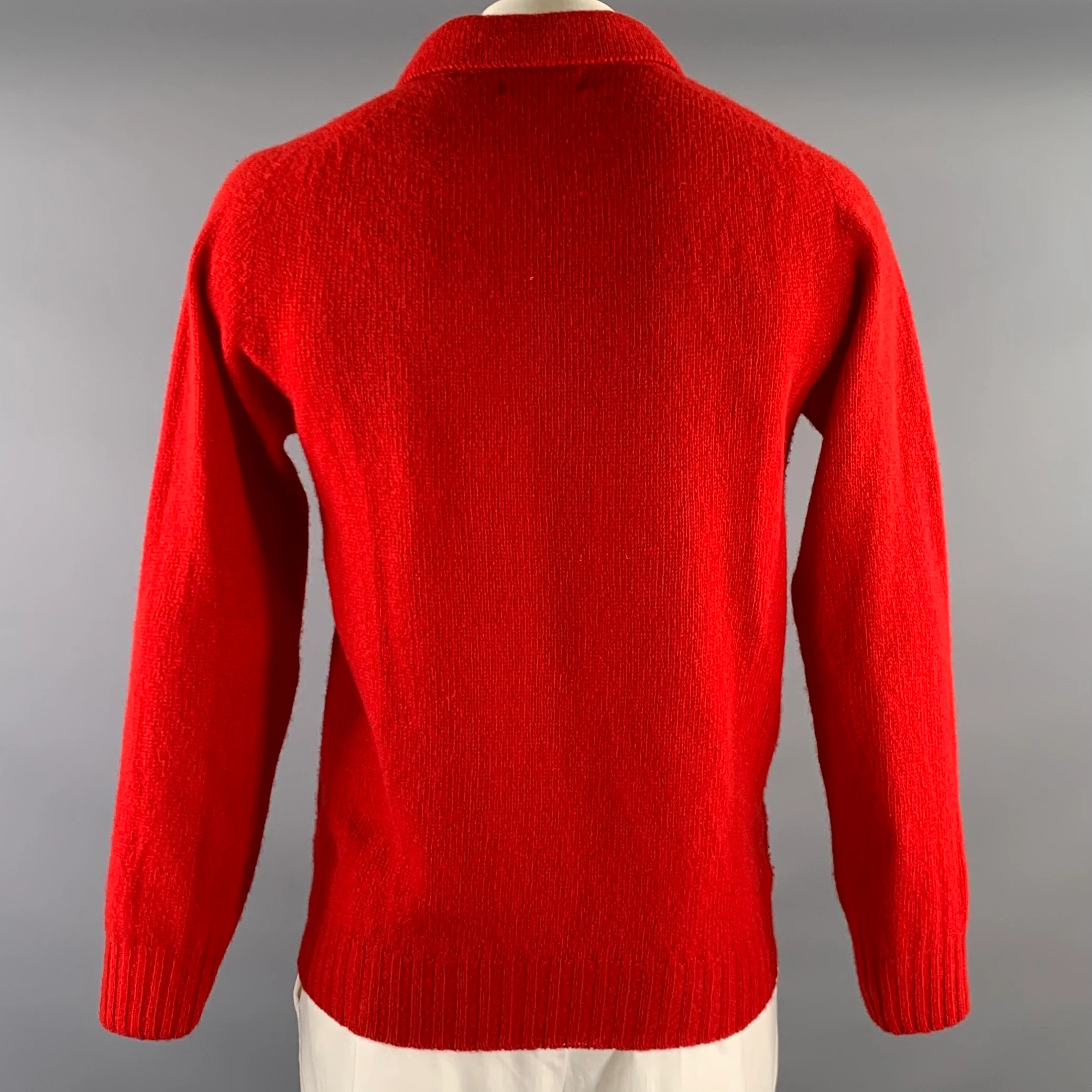 HORATIO Size L Red Knit Wool Ribbed Sweater - Image 3