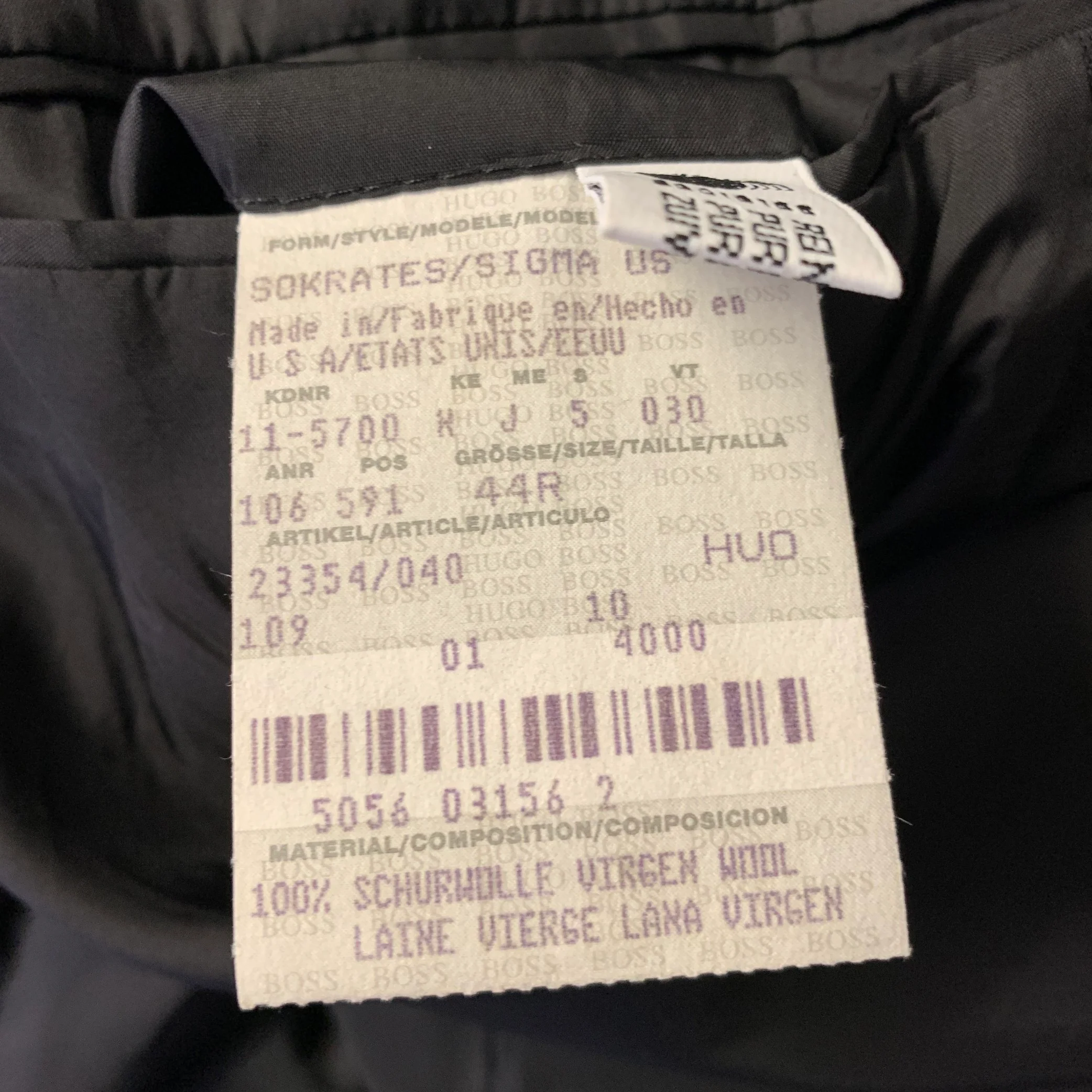 HUGO BOSS Chest Size 44 Black Virgin Wool 40 31 Suit - Image 8
