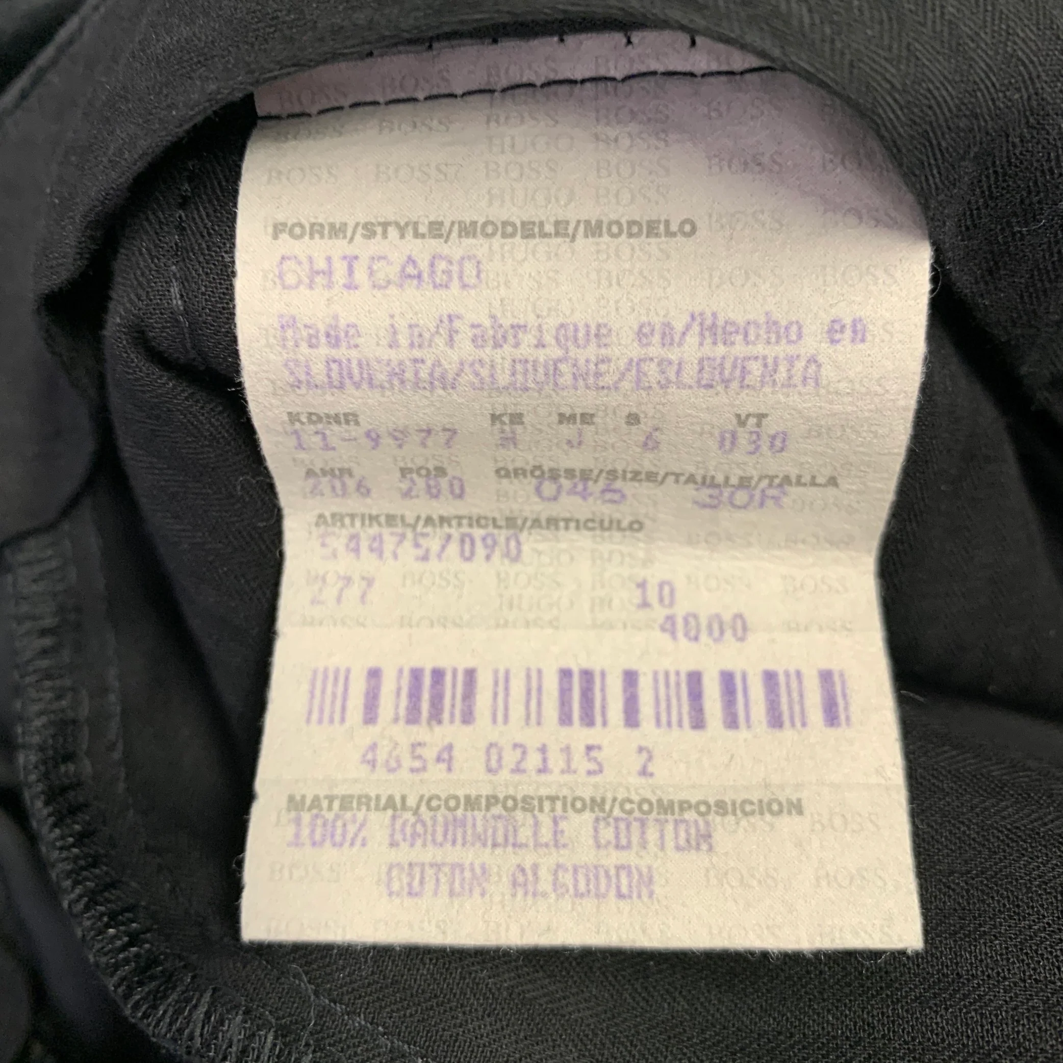 HUGO BOSS Size 30 Black Grey Pinstripe Cotton Velvet Dress Pants - Image 6