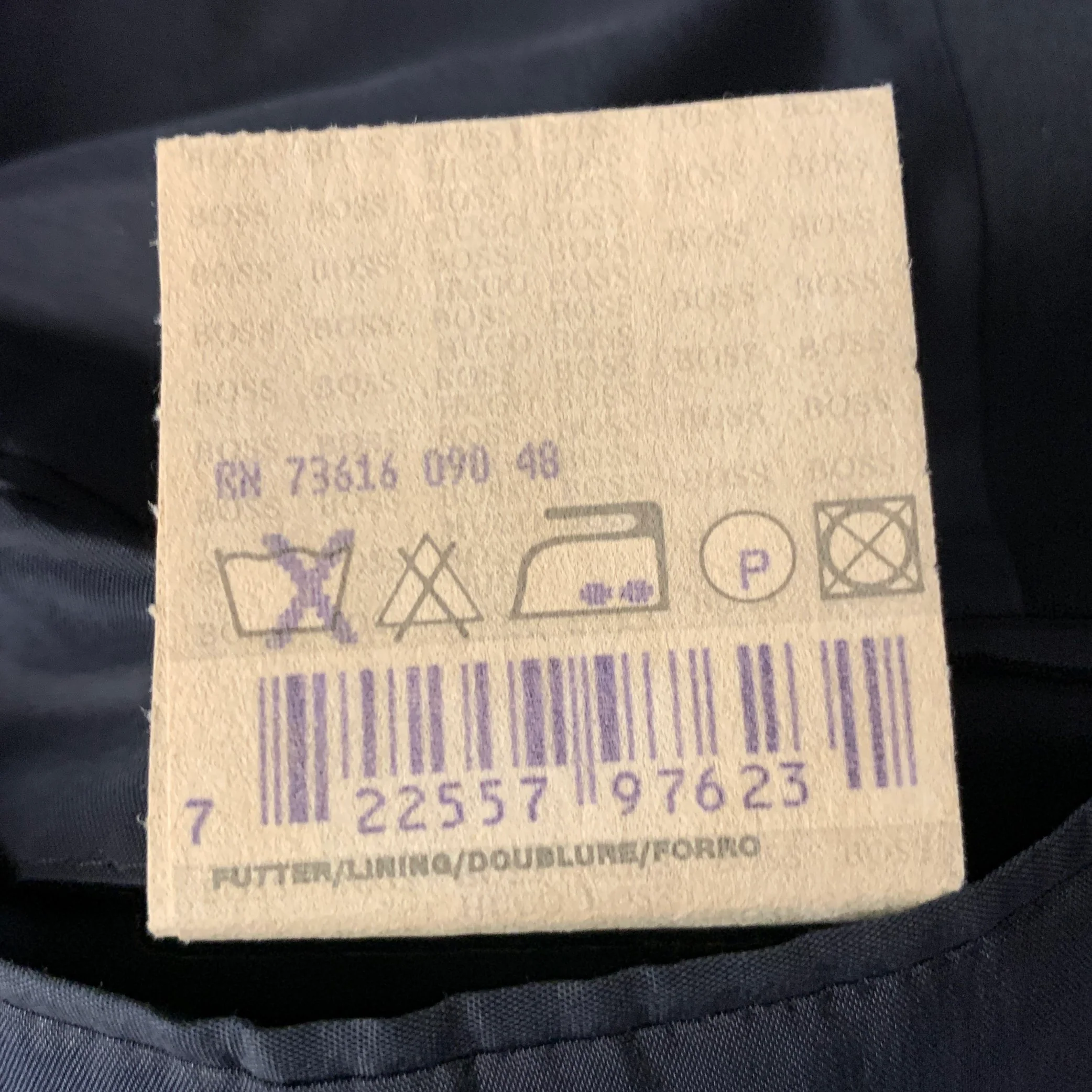 HUGO BOSS Size 38 Navy Pinstripe Wool Notch Lapel Suit - Image 8