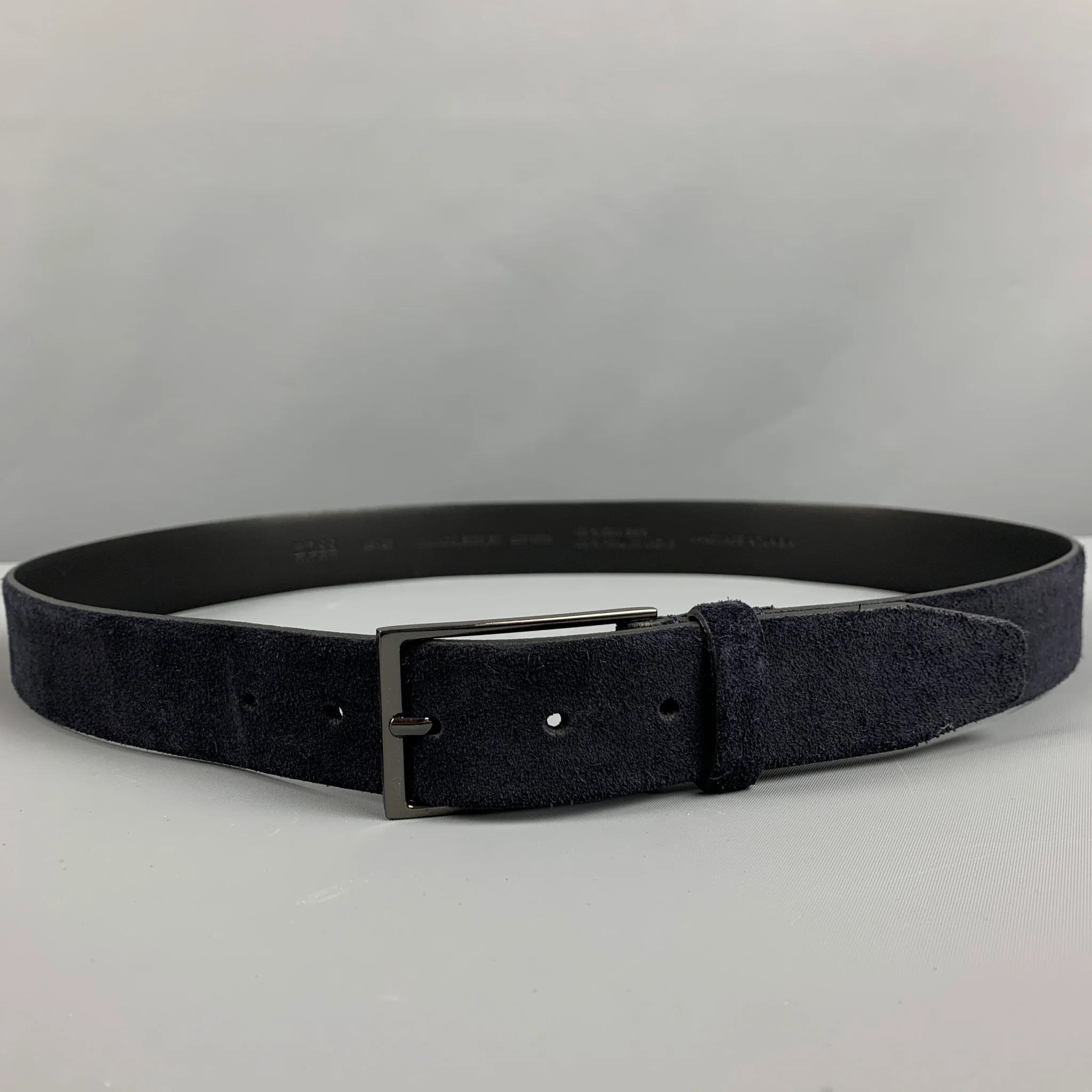 HUGO BOSS Size 38 Navy Suede Belt