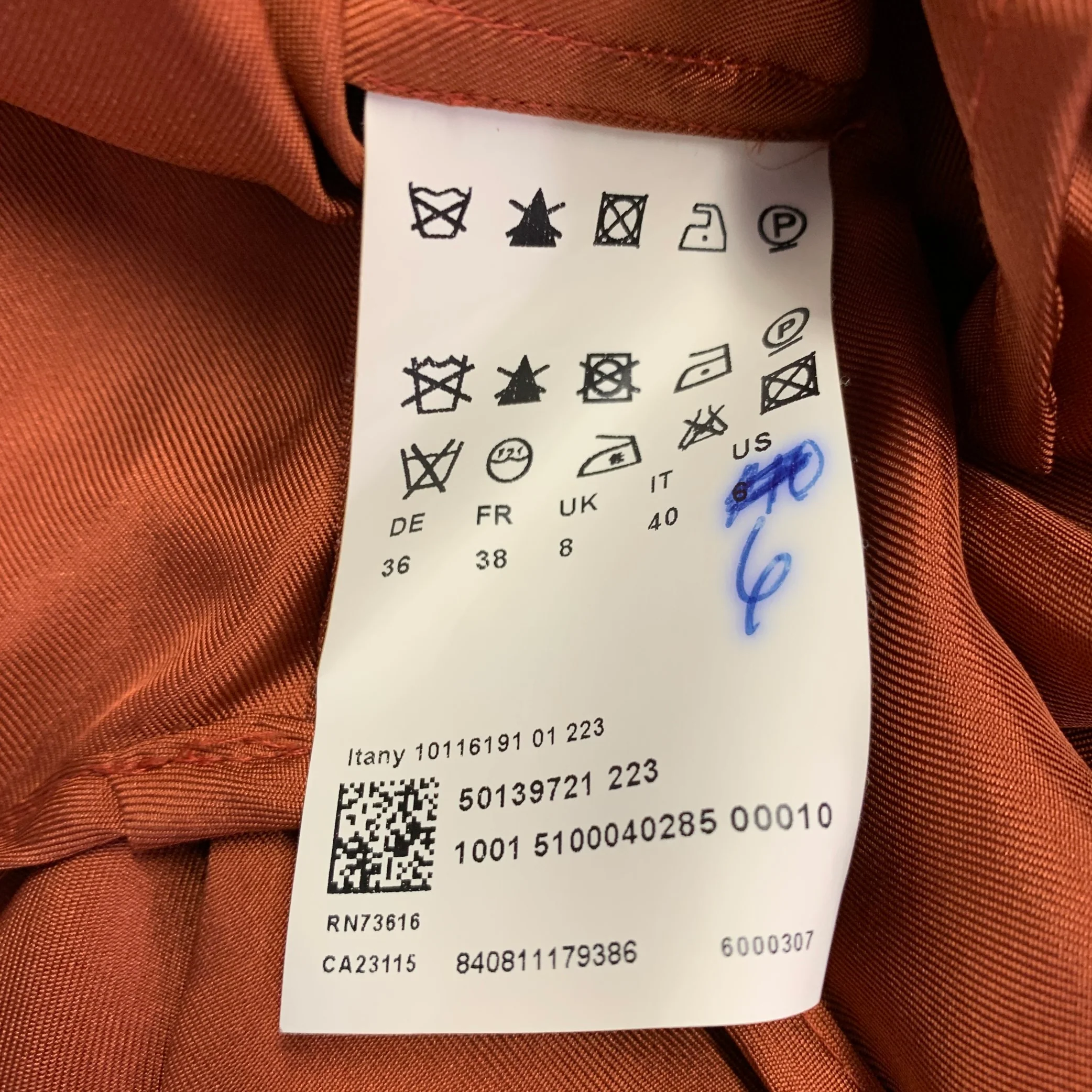 HUGO BOSS Size 4 Brown Copper Silk Ruffled Short Sleeve Blouse - Image 7