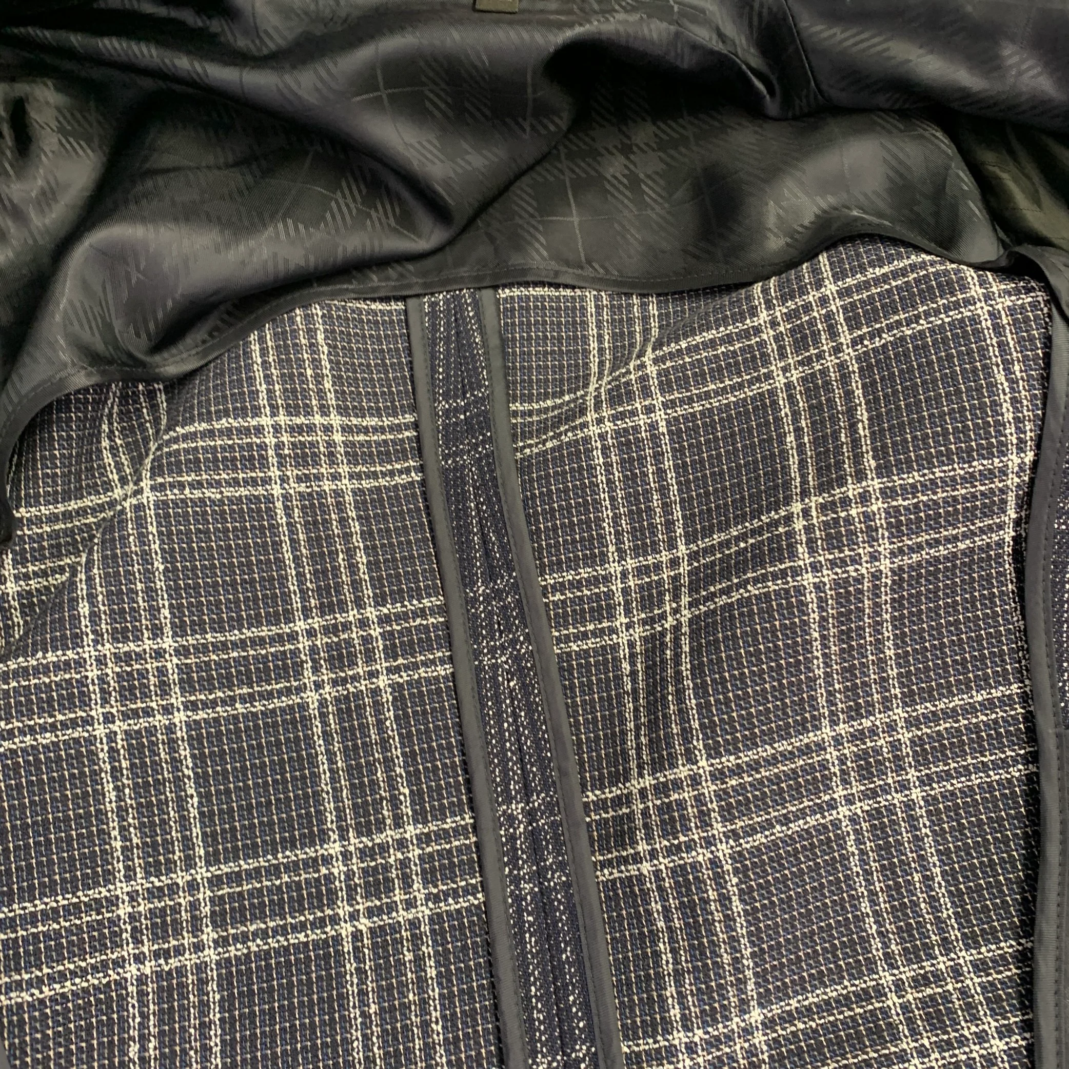 HUGO BOSS Size 40 Navy White Plaid Virgin Wool Blend Sport Coat - Image 8