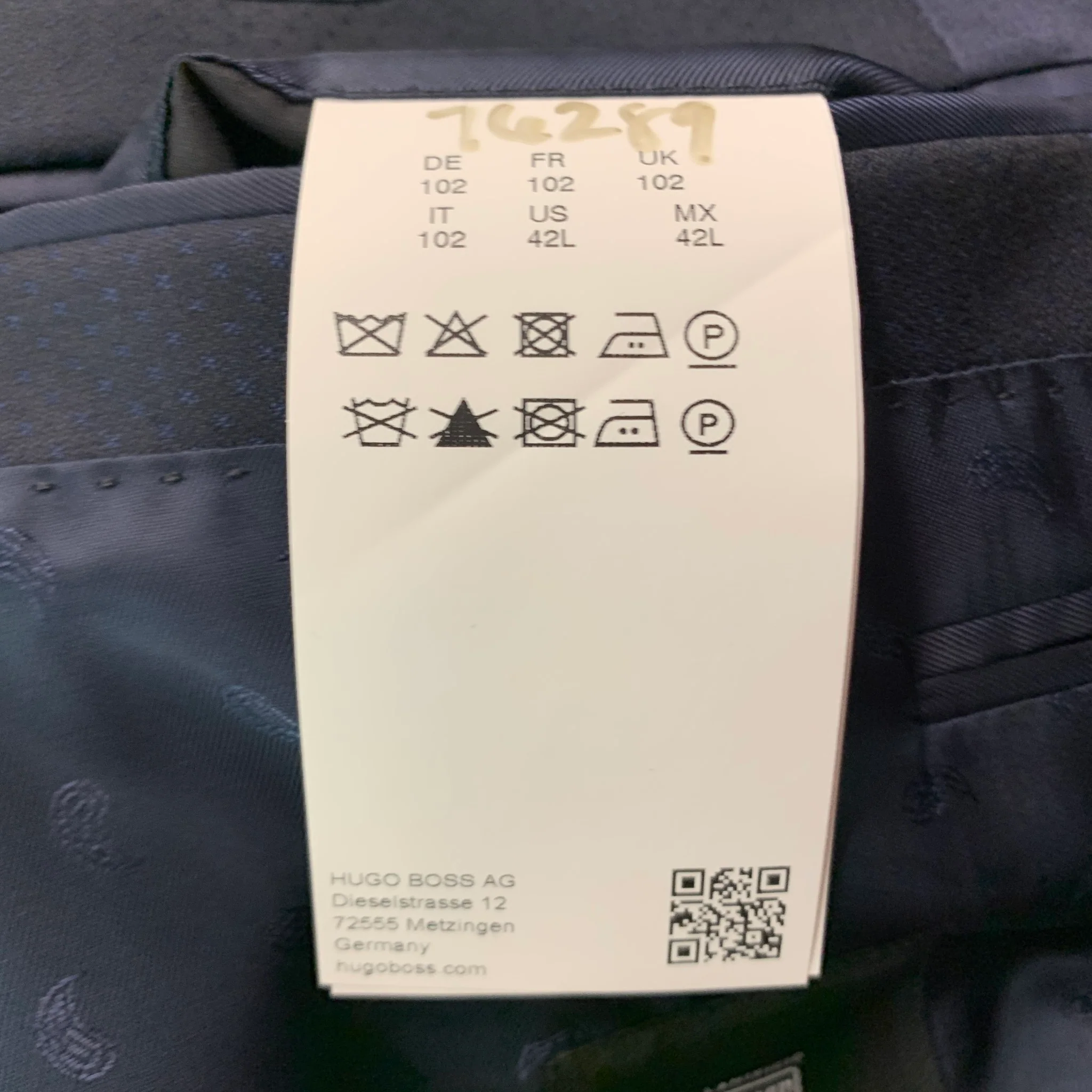 HUGO BOSS Size 42 Long Navy Jacquard Virgin Wool Tuxedo Sport Coat - Image 6