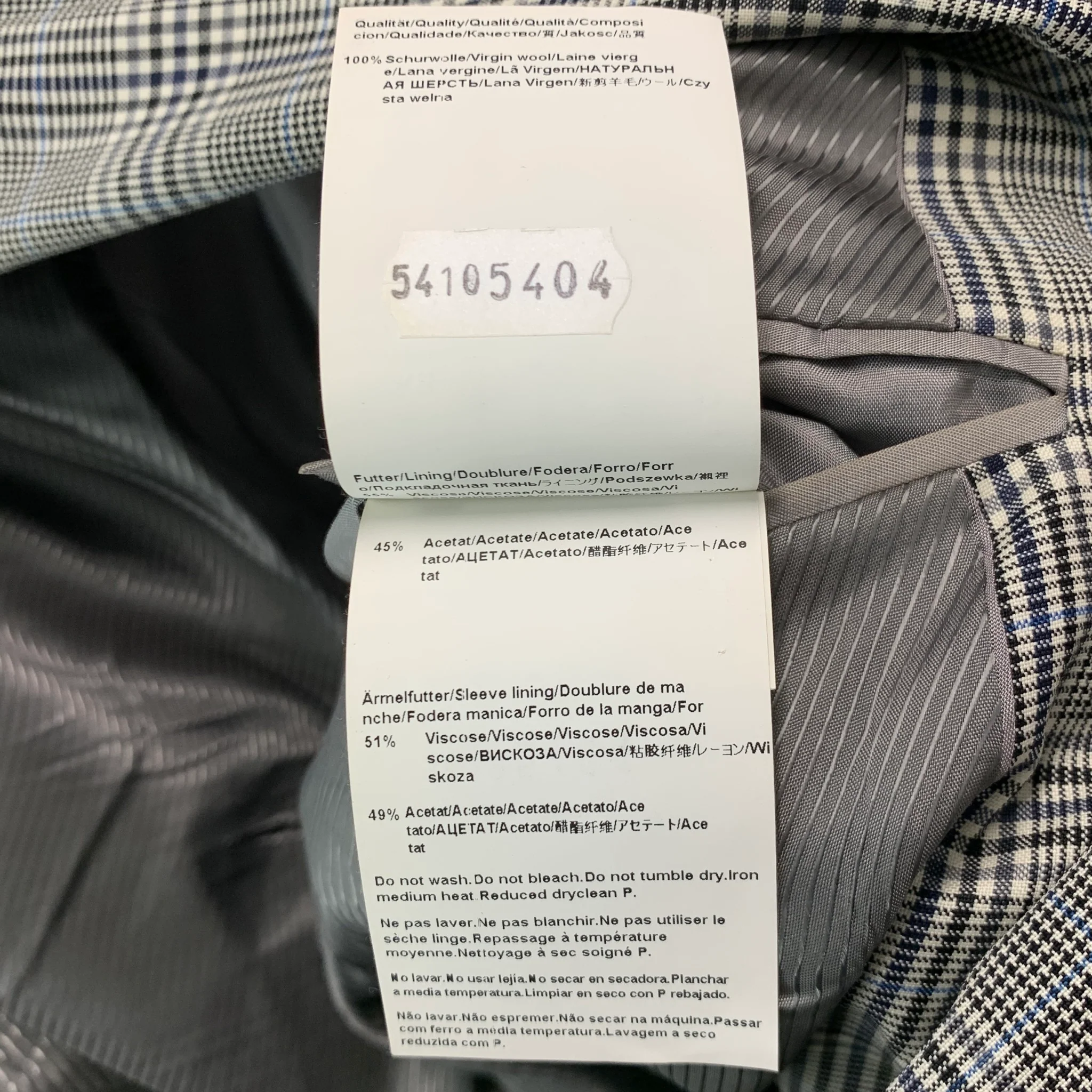 HUGO BOSS Size 44 Black White Glenplaid Virgin Wool Sport Coat - Image 7