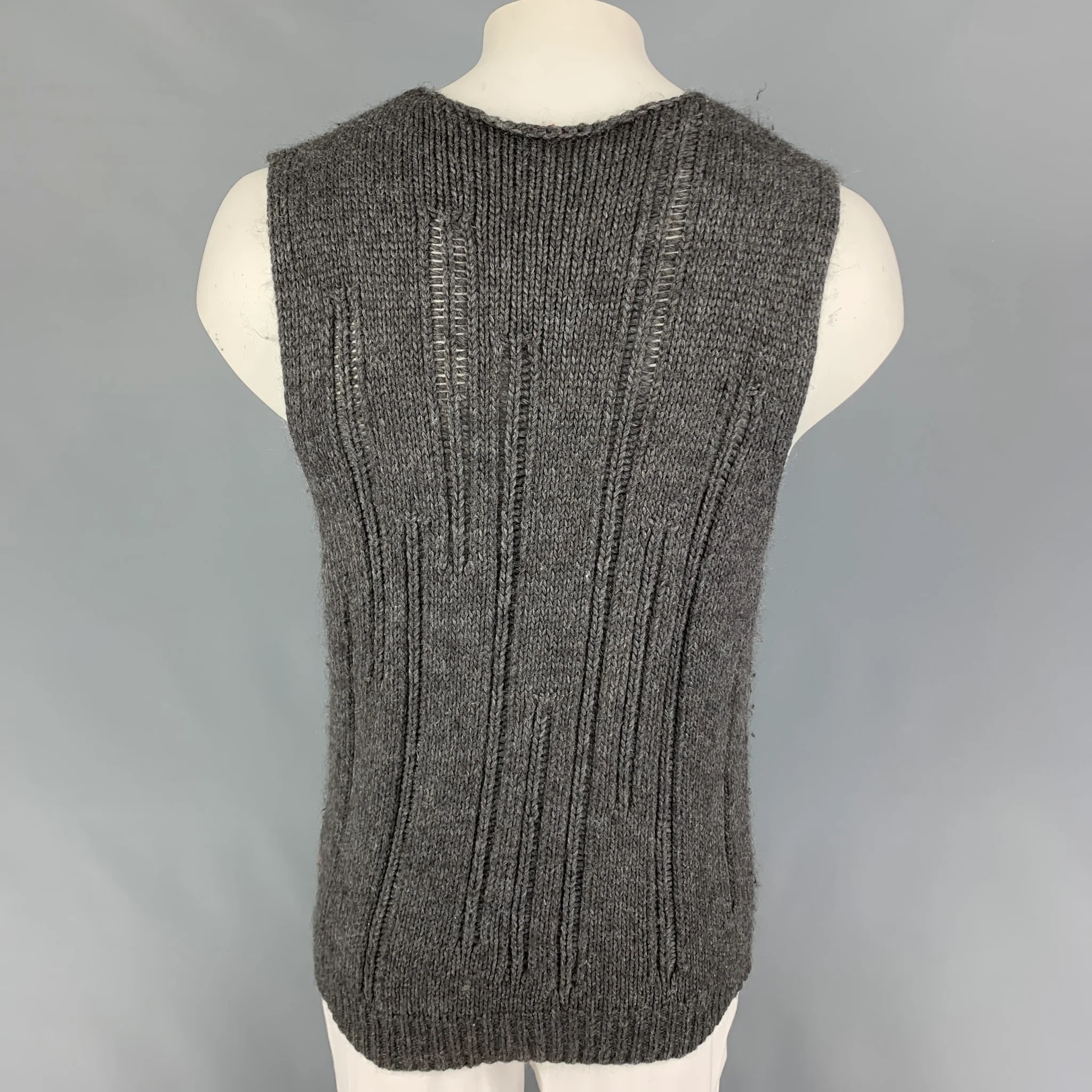 HUGO BOSS Size L Grey Knit Wool Blend Pullover Vest - Image 3