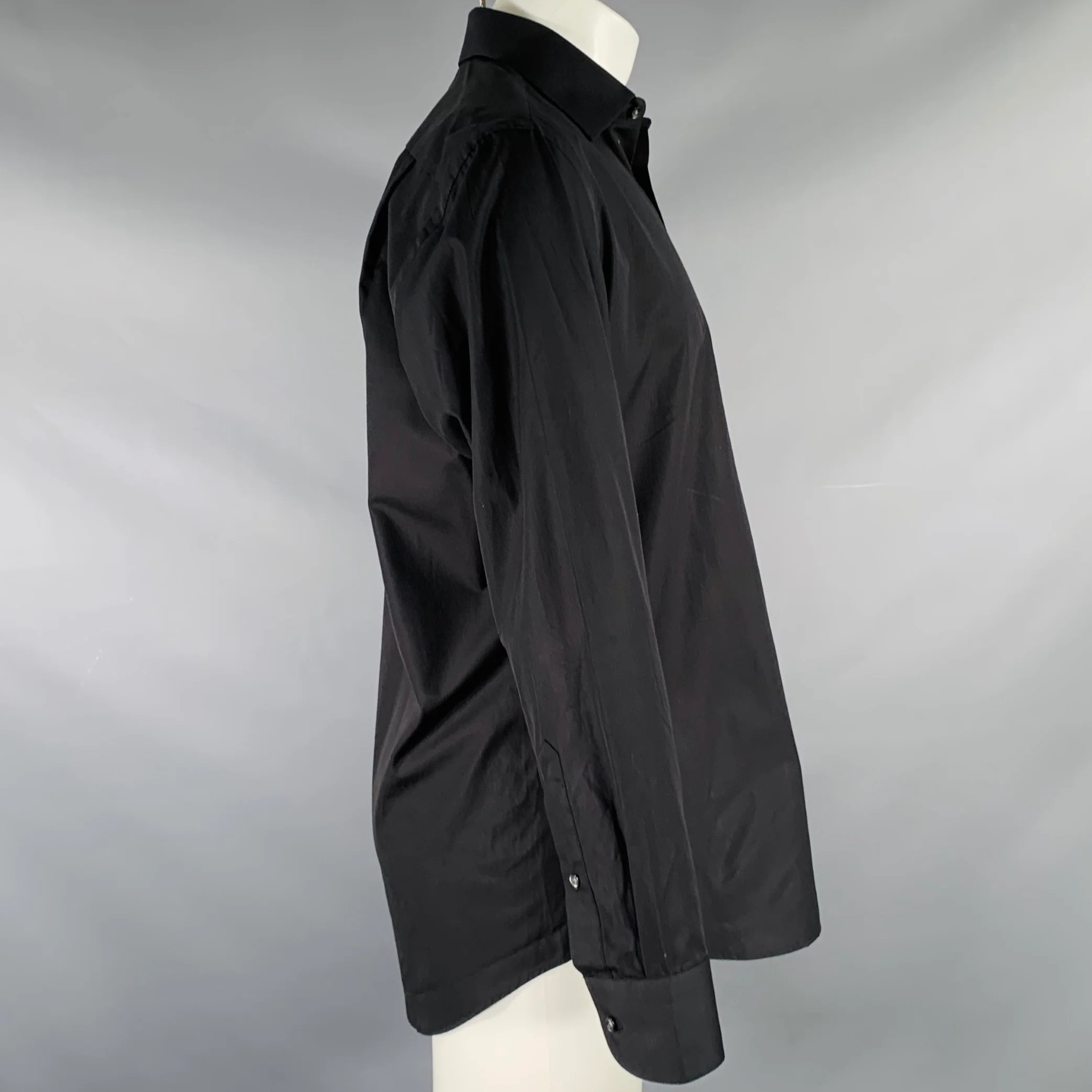 HUGO BOSS Size M Black Cotton Button Up Long Sleeve Shirt - Image 2