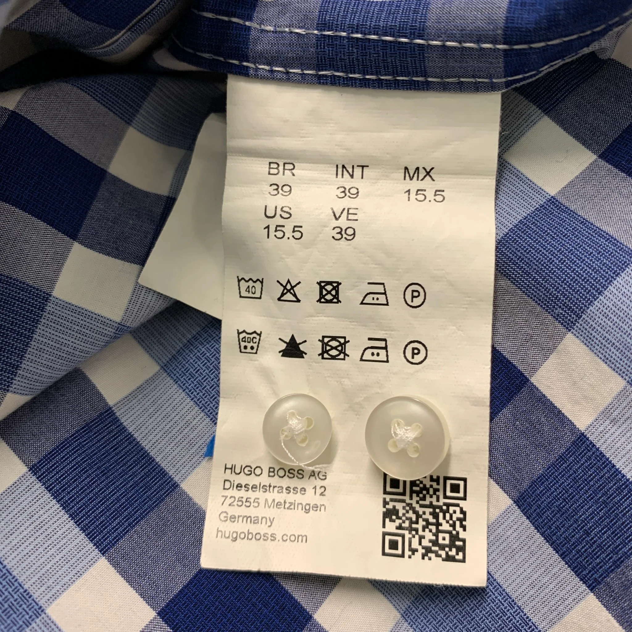 HUGO BOSS Size M Blue White Plaid Cotton Long Sleeve Shirt - Image 7