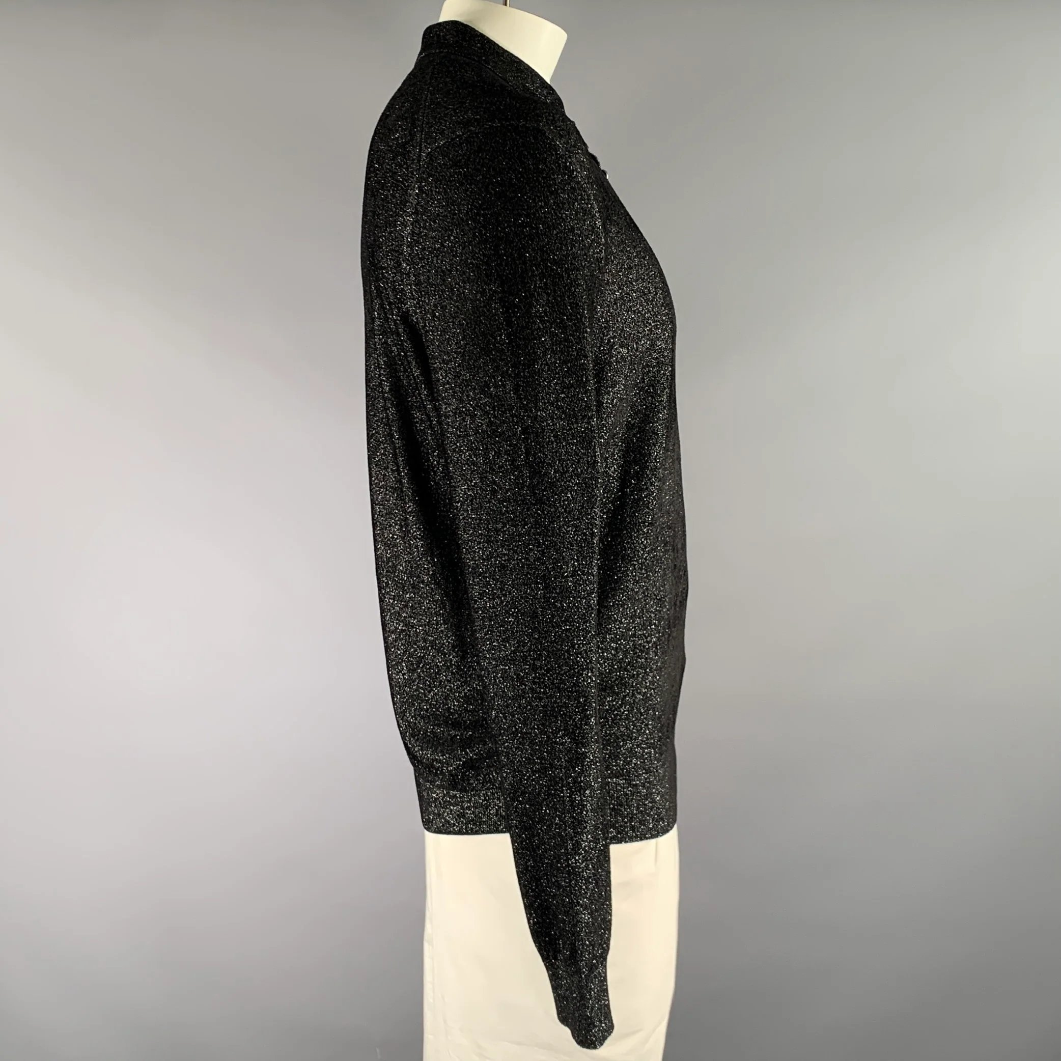 HUGO BOSS Size M Silver Grey Textured Ribbed Long Sleeve Shirt - Image 2