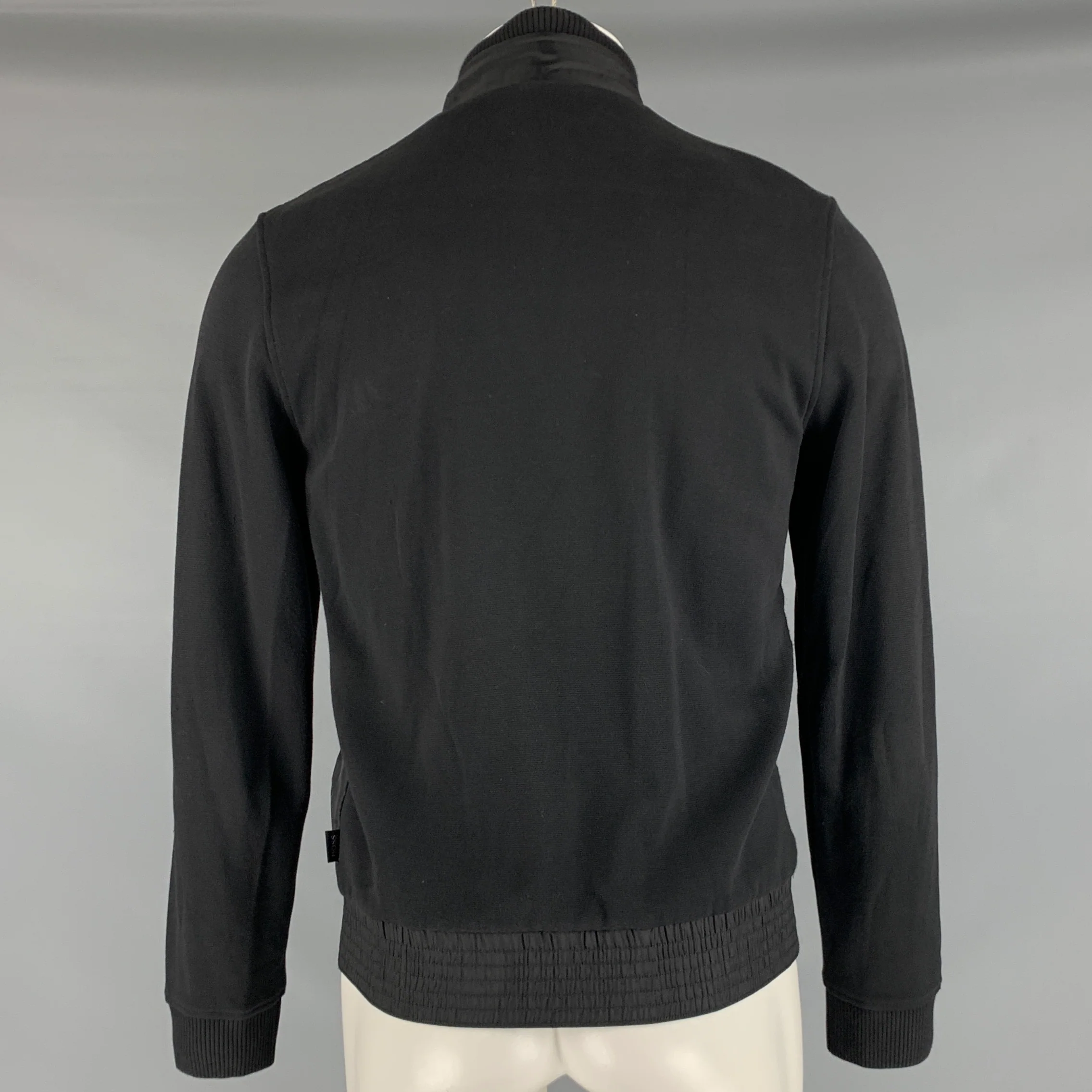 HUGO BOSS Size S Black Mixed Fabrics Cotton Nylon Zip Up Jacket - Image 3