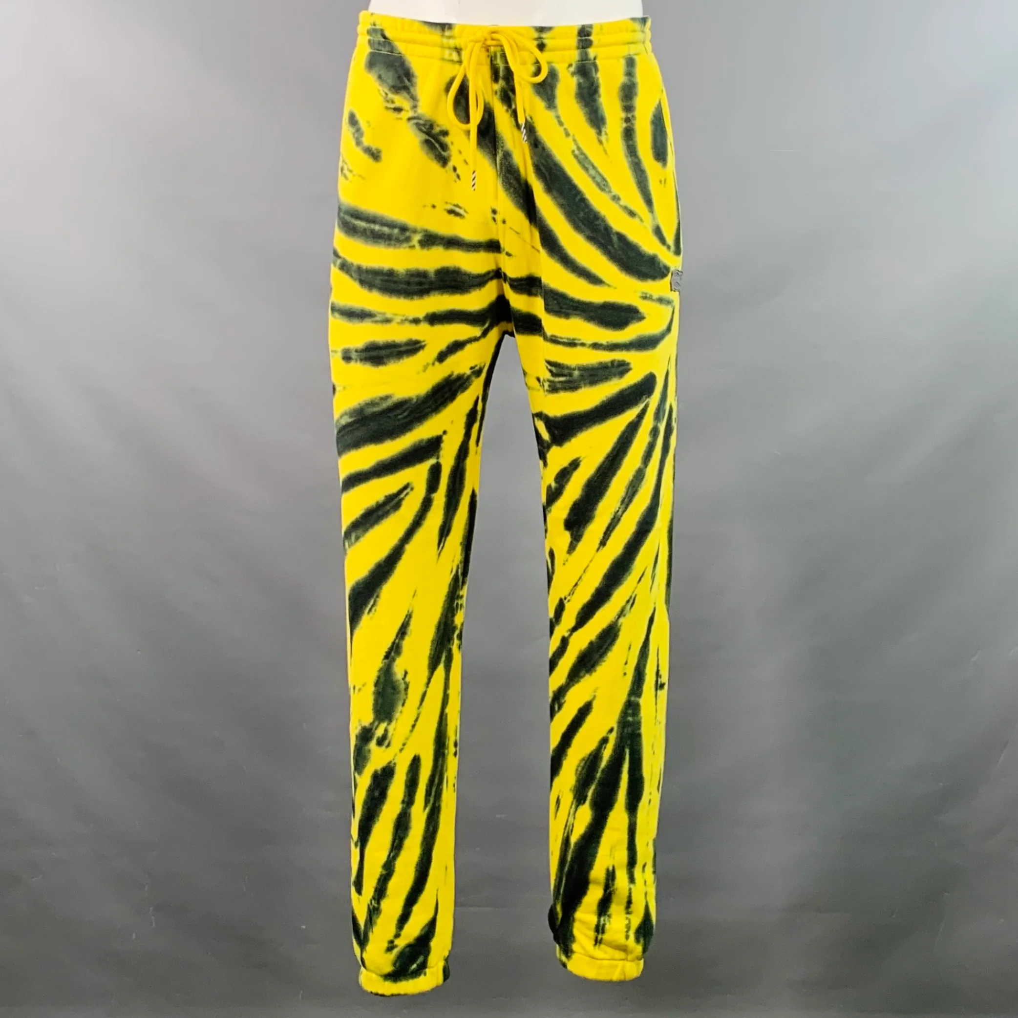 ICECREAM Size L Yellow Black Tie Dye Cotton Hoodie Tracksuit - Image 5