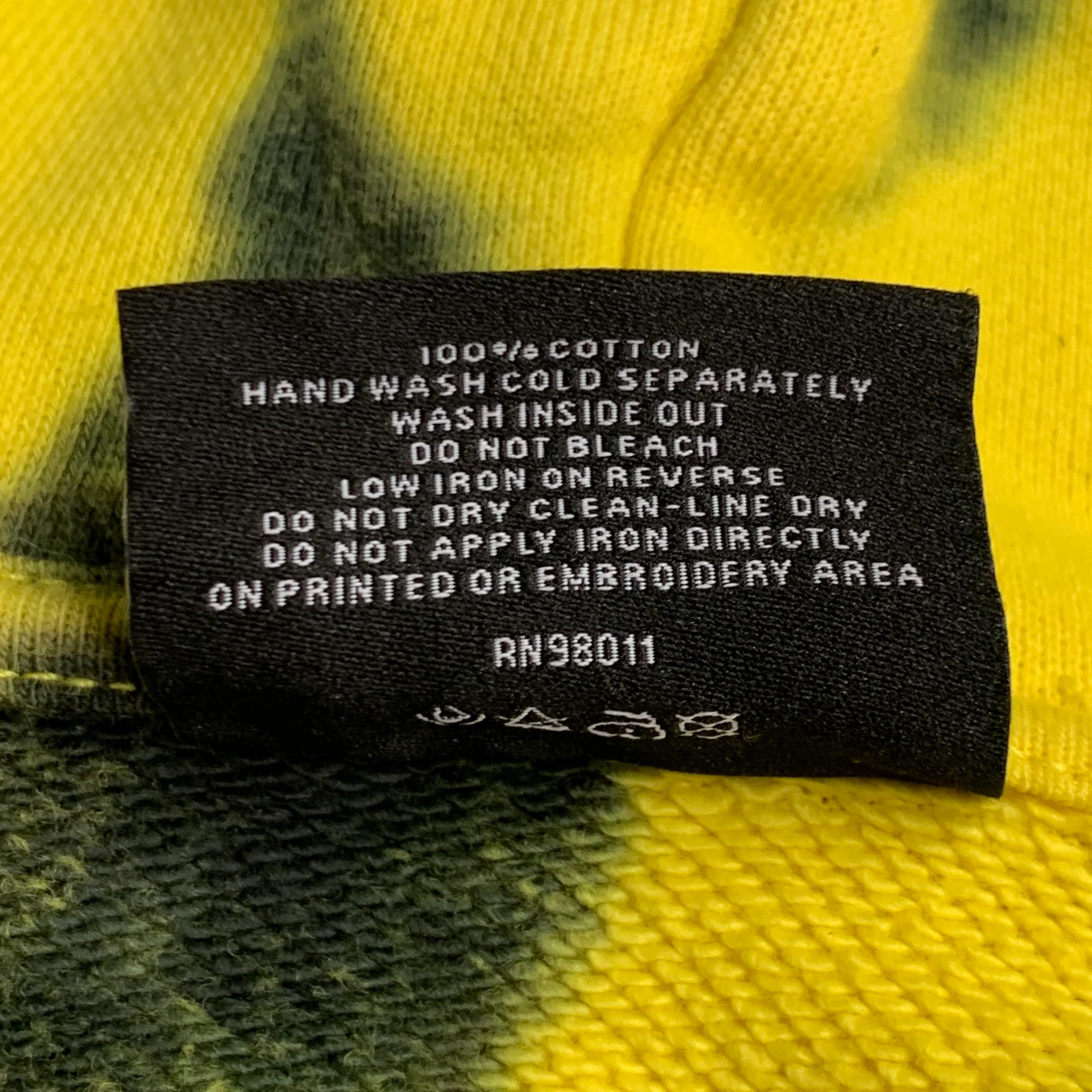 ICECREAM Size L Yellow Black Tie Dye Cotton Hoodie Tracksuit - Image 8