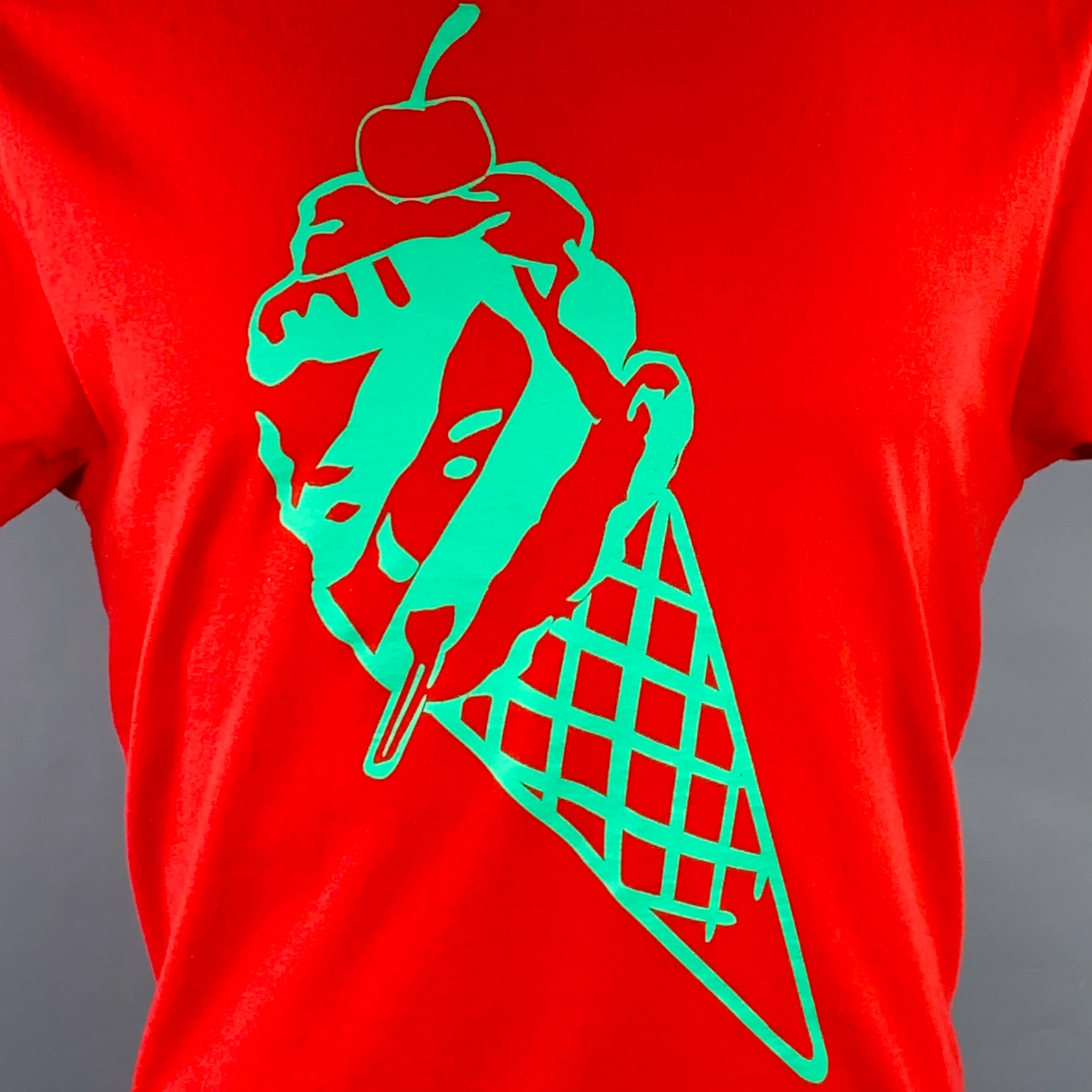 ICECREAM Size M Red Green Graphic Cotton Crew Neck T-shirt - Image 2