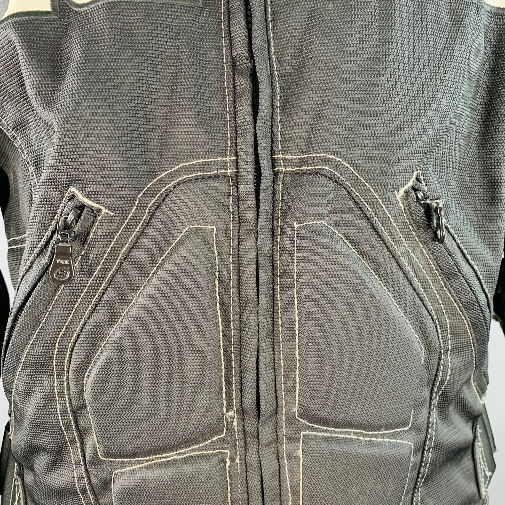 ICON Size L TiMAX Black Silver Nylon Motorcycle Jacket - Image 8