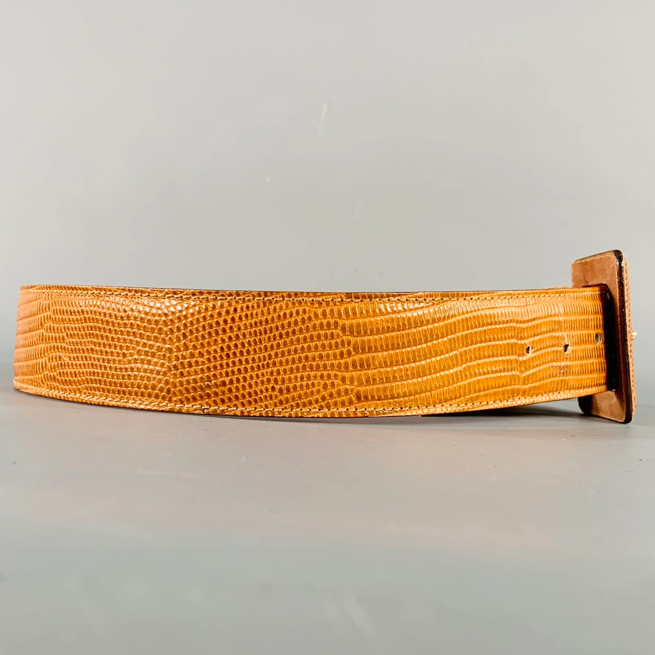 IL RICCIO Brown Snake Embossed Leather Belt - Image 2
