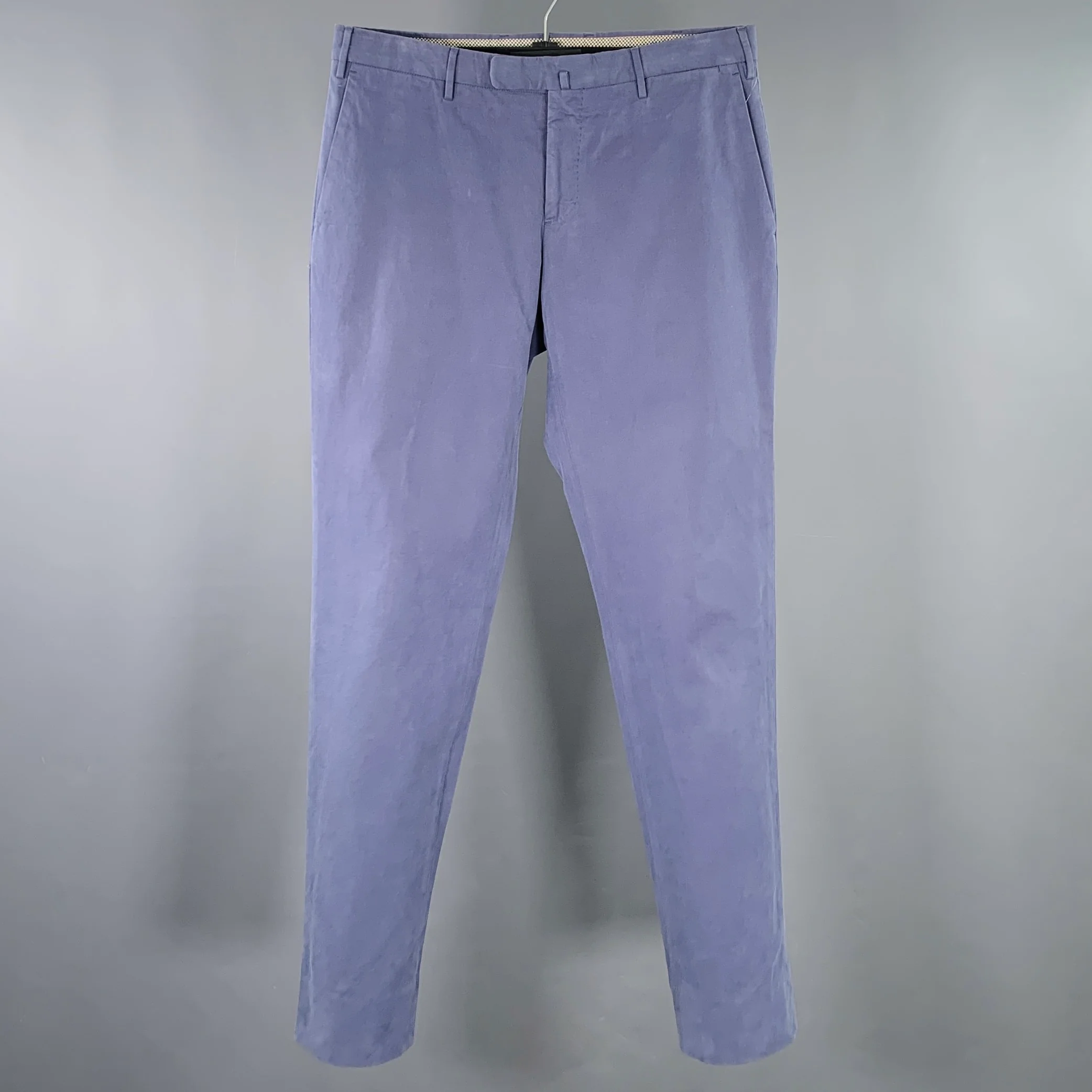 INCOTEX Size 32 Blue Grey Cotton Flat Front Jeans