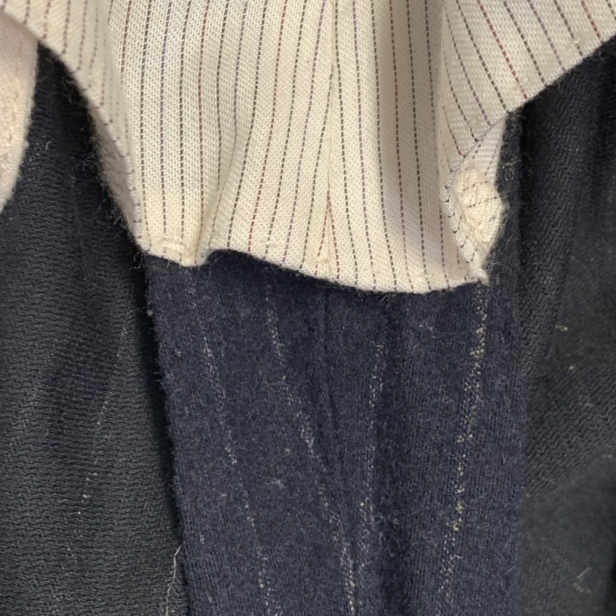 INCOTEX Size 32 Navy Pinstripe Wool Blend Button Fly Dress Pants - Image 5