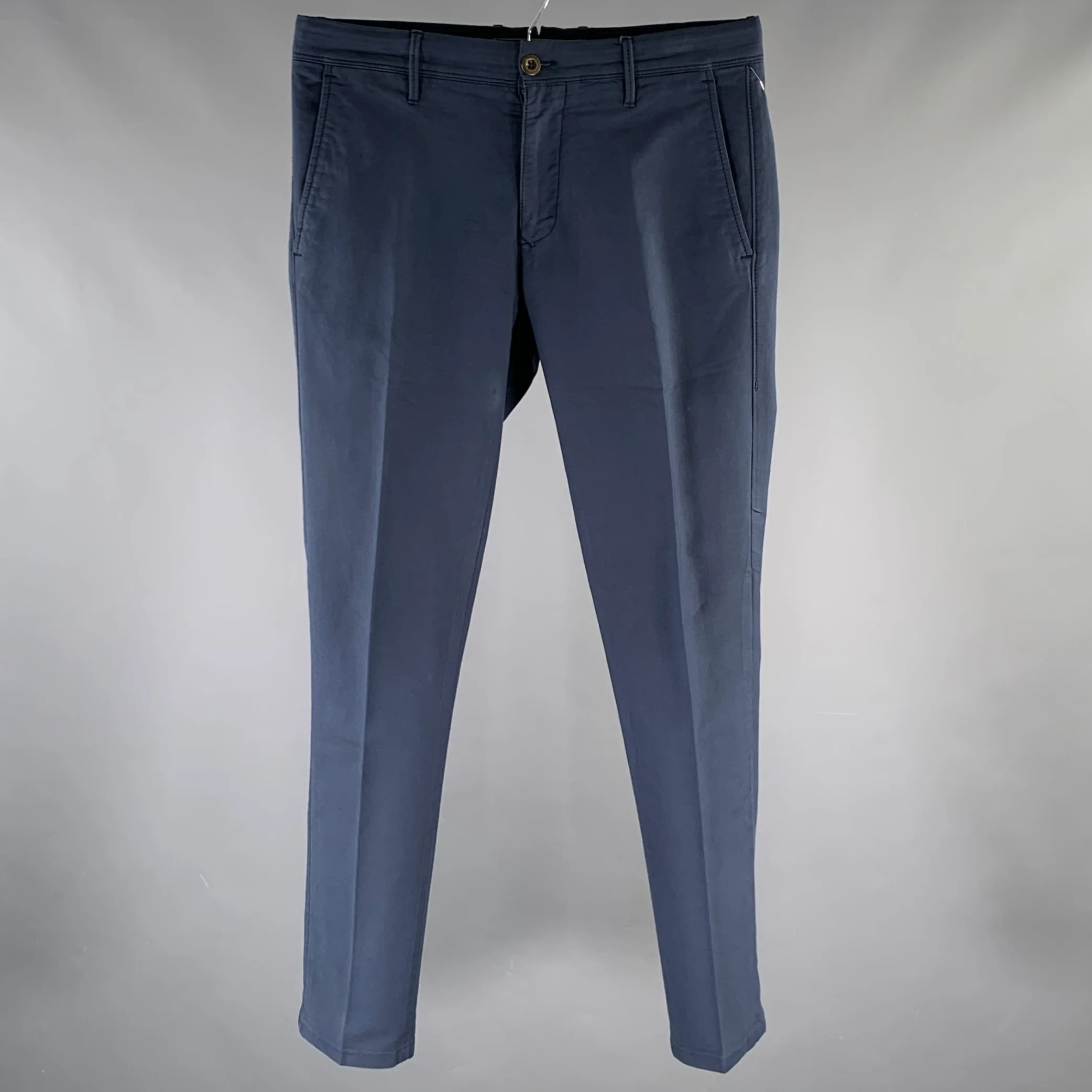 INCOTEX Size 32 Navy Slim Casual Pants