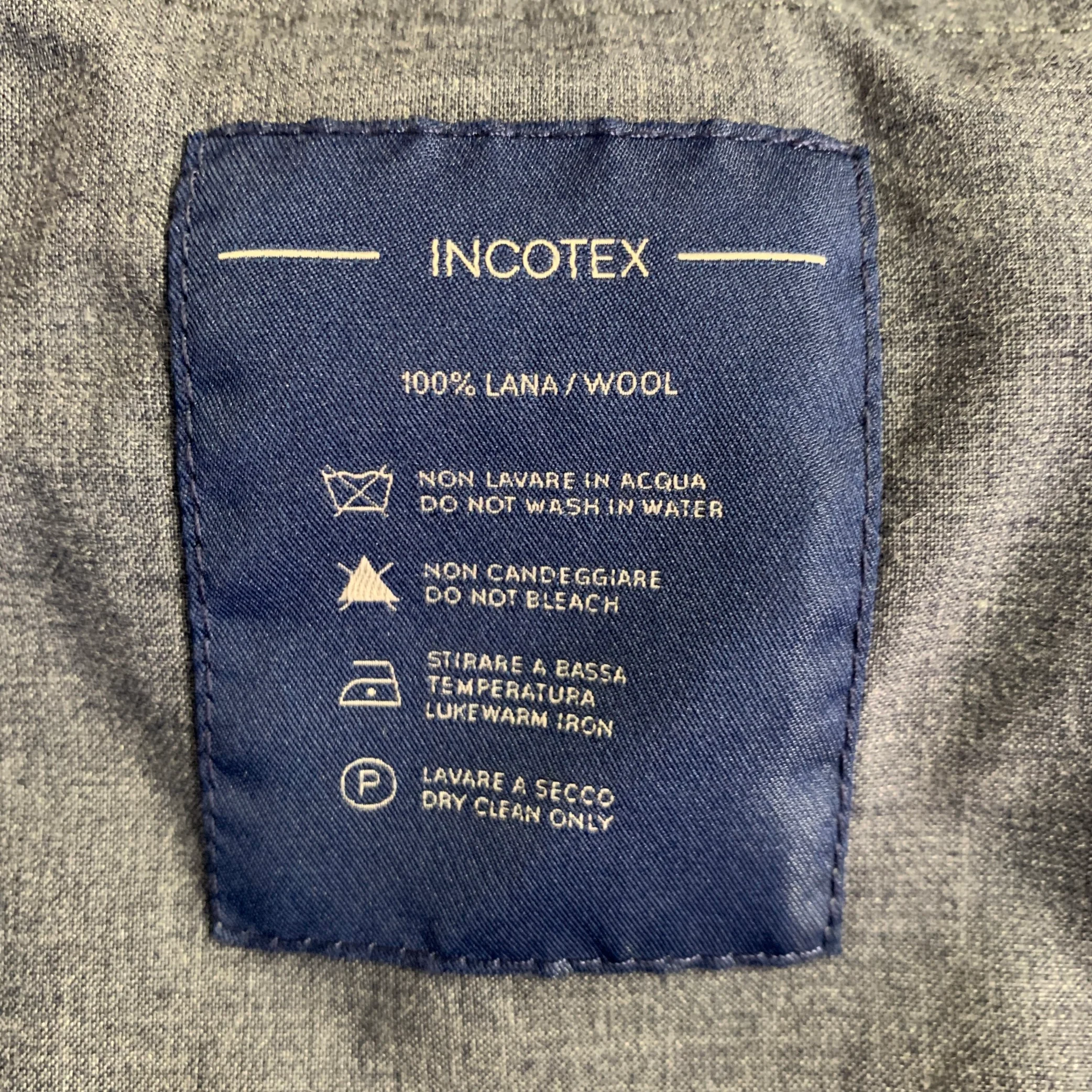INCOTEX Size 32 Navy Wool Pleated Tapered Dress Pants - Image 5