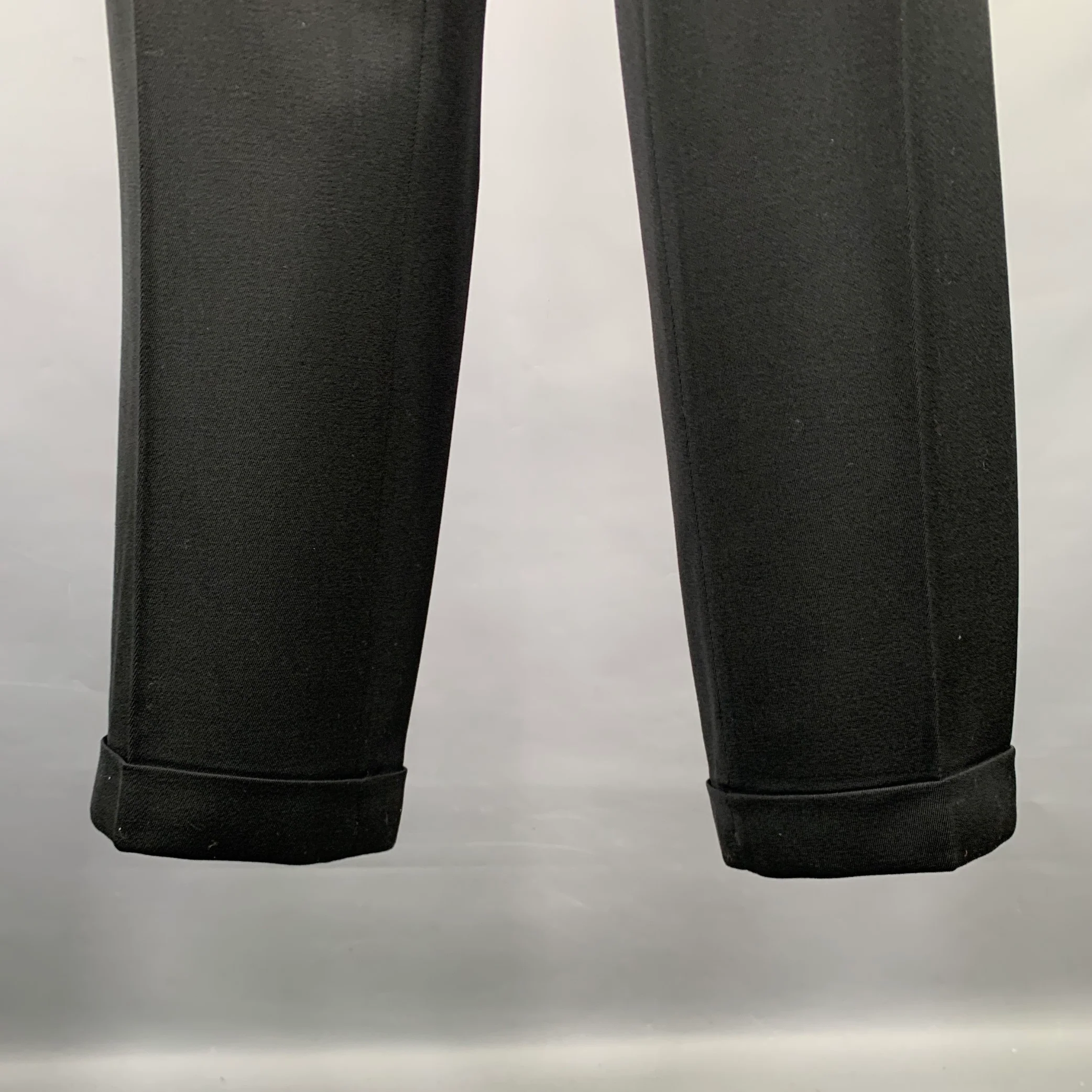 INCOTEX Size 34 Black Wool Flat Front Dress Pants - Image 2