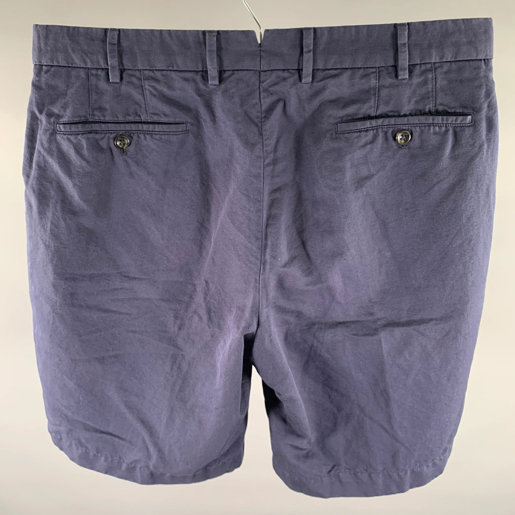 INCOTEX Size 36 Navy Cotton Linen Shorts - Image 2