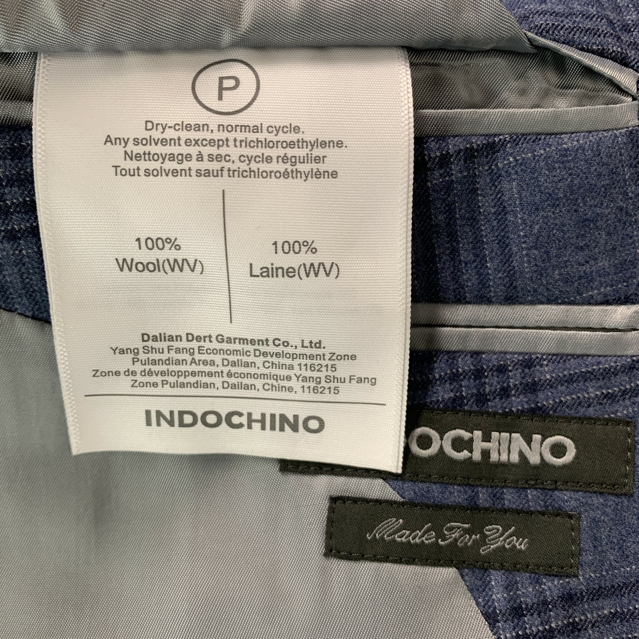 INDOCHINO Size 36 Blue Navy Plaid Wool 30 30 Suit - Image 10