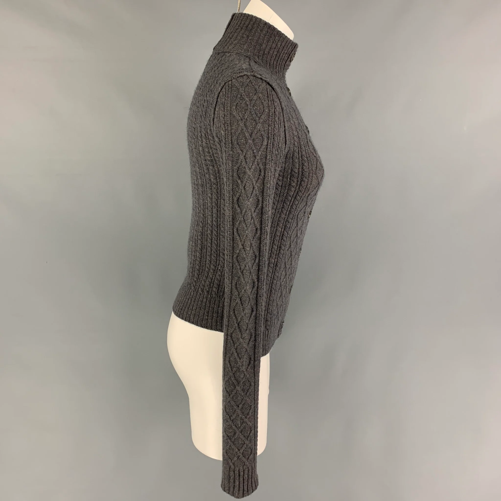 INHABIT Size S Grey Cashmere Blend Long Sleeve Cardigan - Image 2