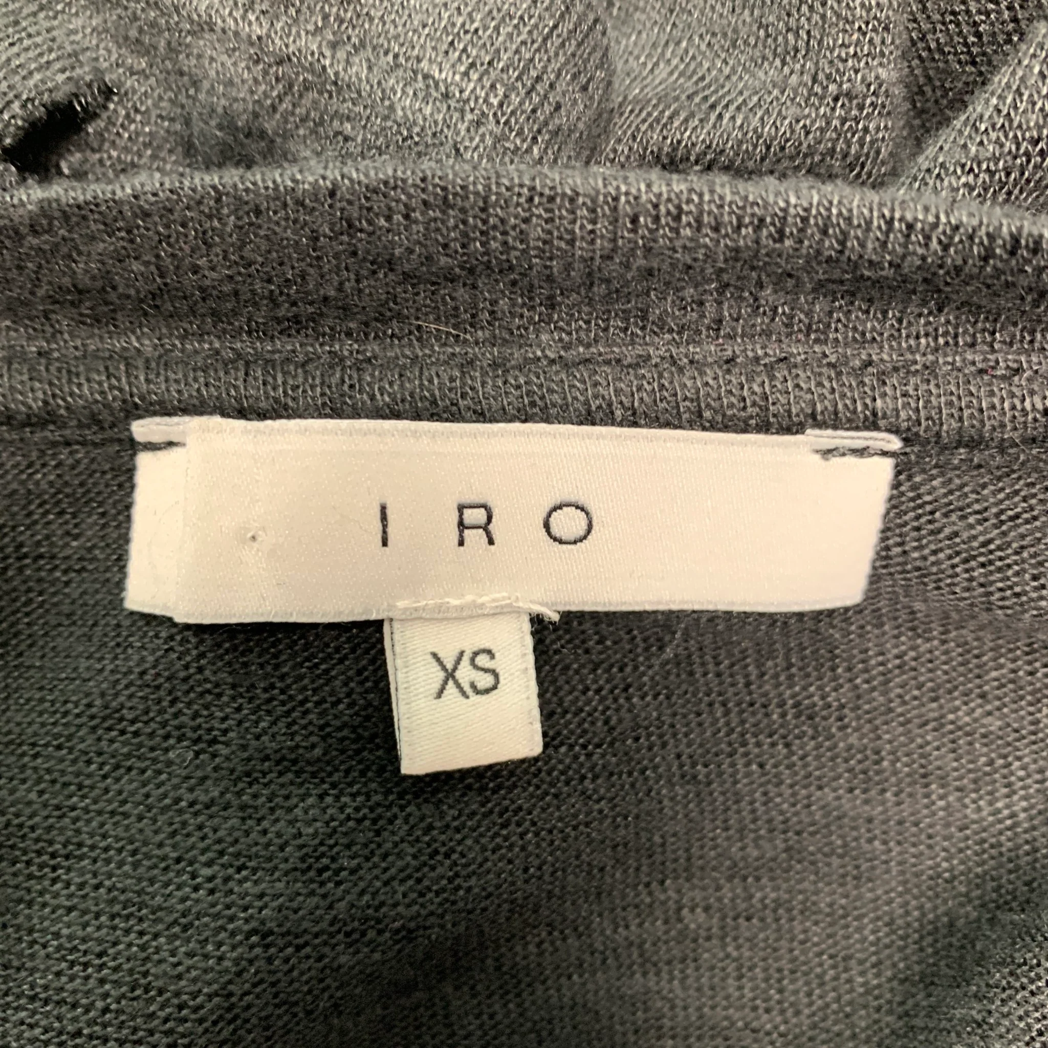IRO CLAY Size XS Black Linen Distressed Crew-Neck T-shirt - Image 4