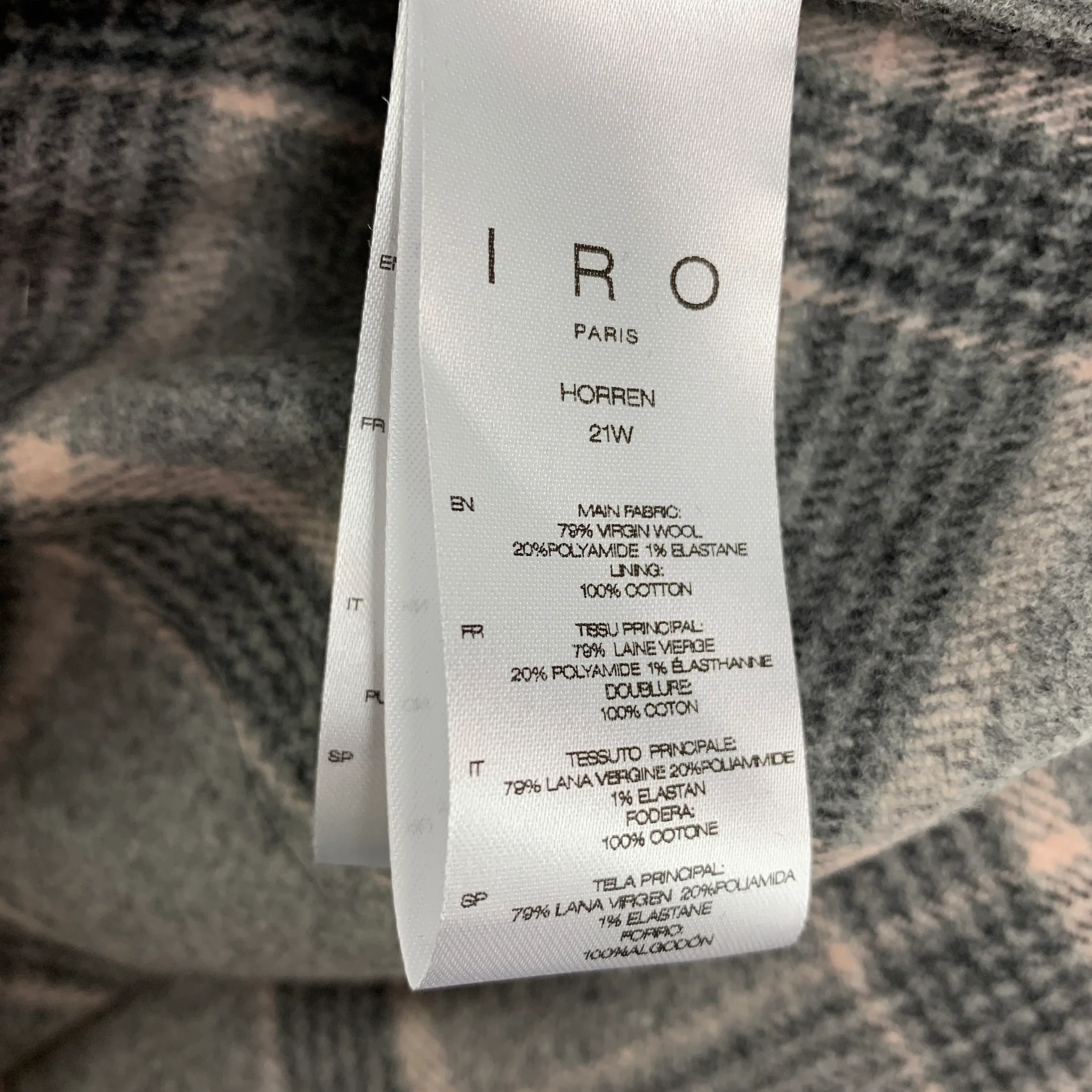 IRO Size 2 Grey Pink Wool Blend Plaid Oversized Shirt - Image 4
