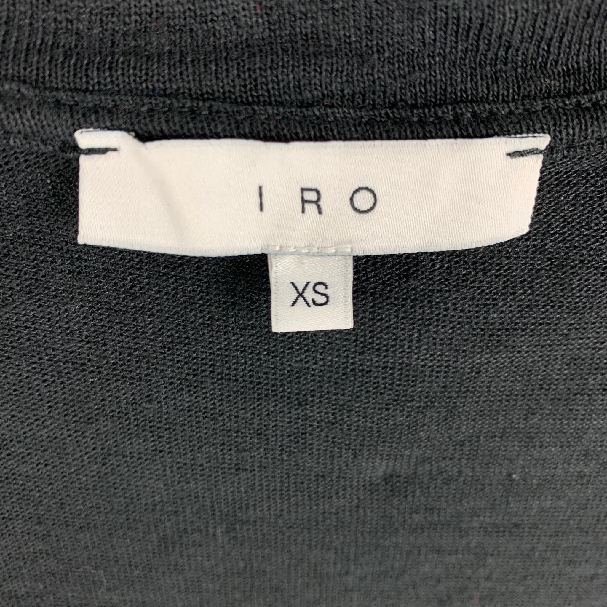 IRO Size XS Black Distressed Linen Crew-Neck T-shirt - Image 4