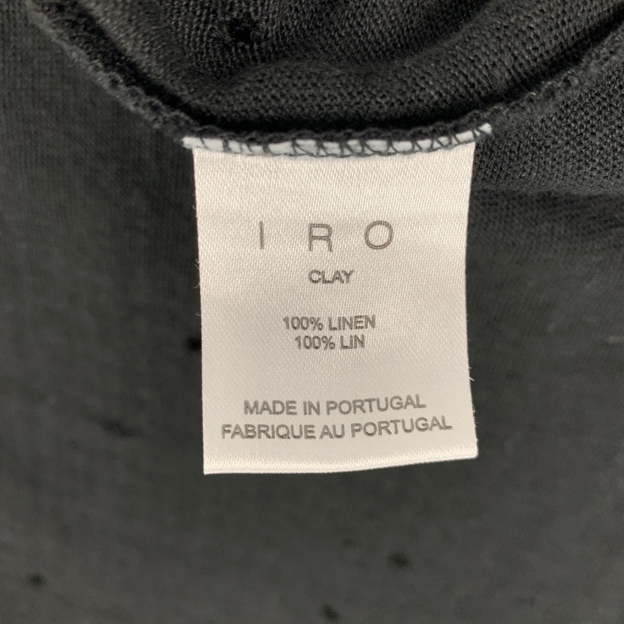 IRO Size XS Black Distressed Linen Crew-Neck T-shirt - Image 5