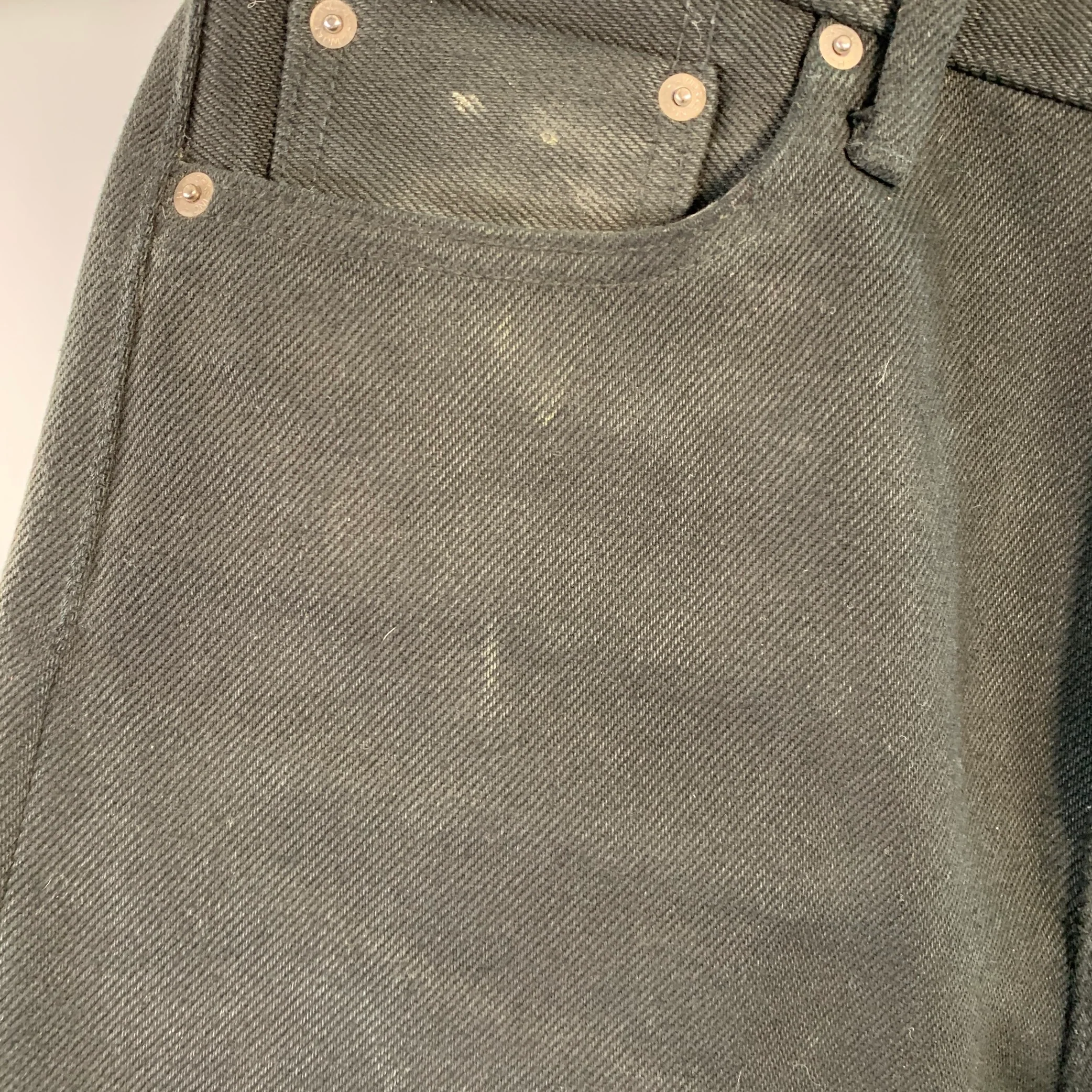 IRON HEART Size 33 Black 21oz Cotton Denim Twill Heavyweight Tapered Jeans - Image 7