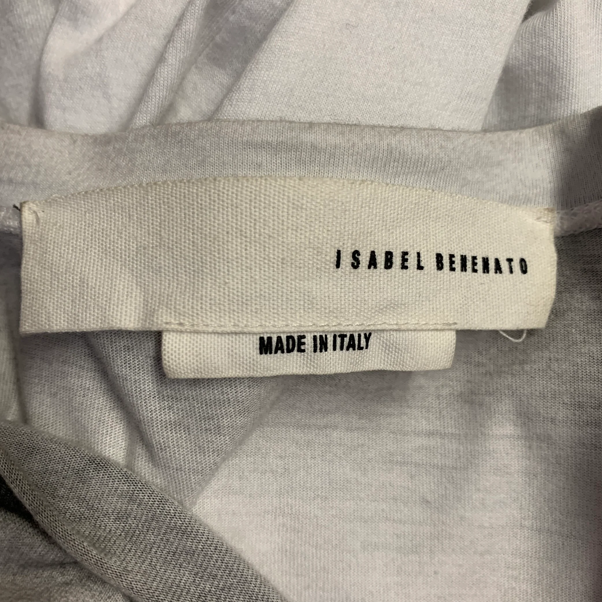 ISABEL BENENATO Size XL White Grey Ombre Cotton Scoop Neck Pullover - Image 4