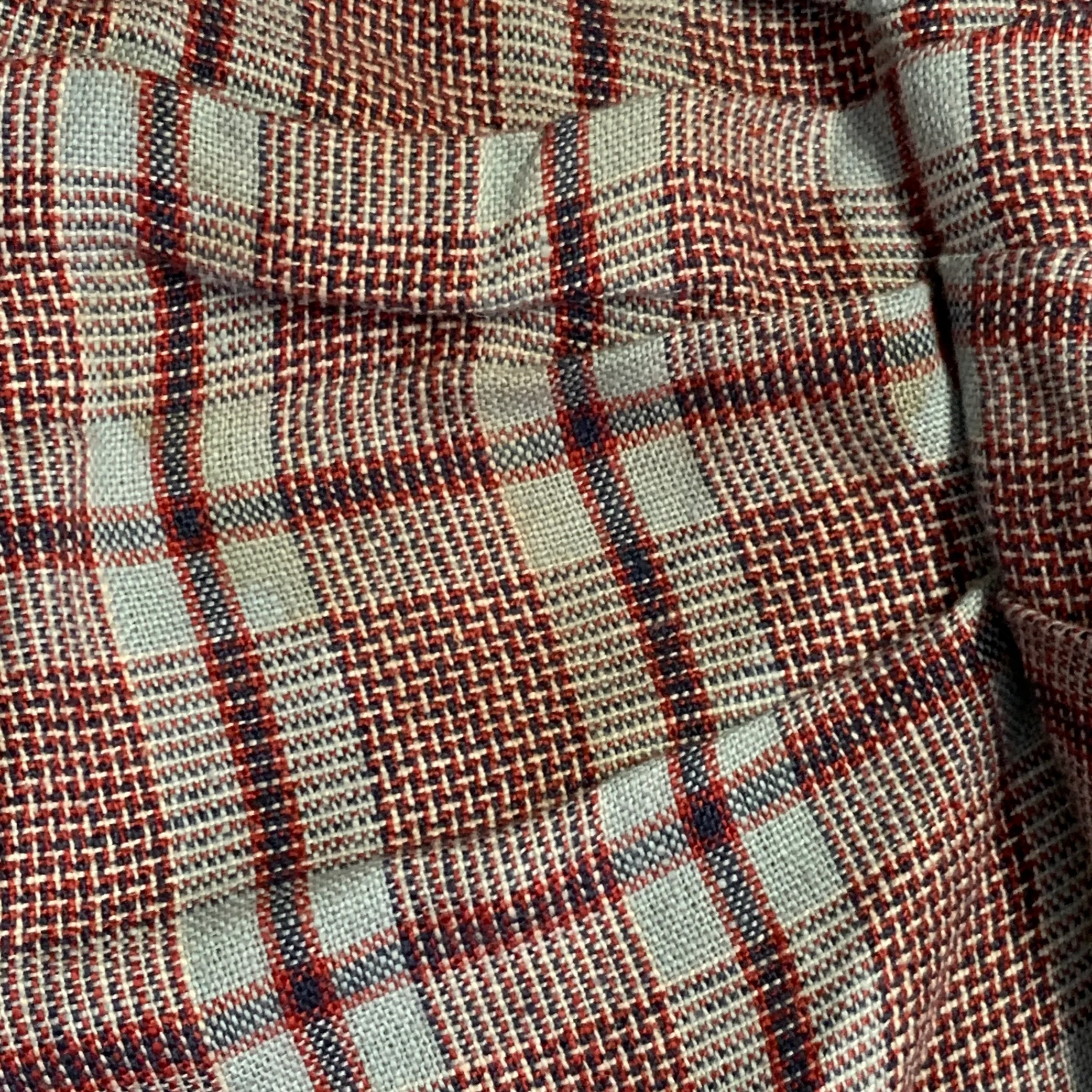 ISABEL MARANT ETOILE Size S Grey Navy Red Linen Plaid Ruched Knee Length Skirt - Image 7