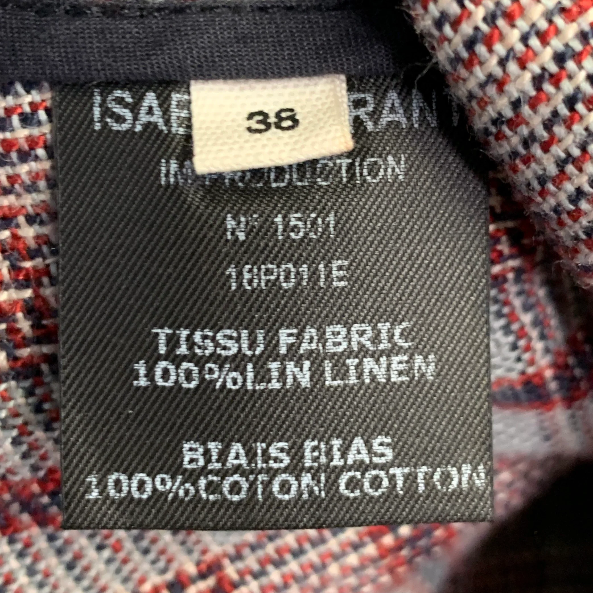ISABEL MARANT ETOILE Size S Grey Navy Red Linen Plaid Ruched Knee Length Skirt - Image 8