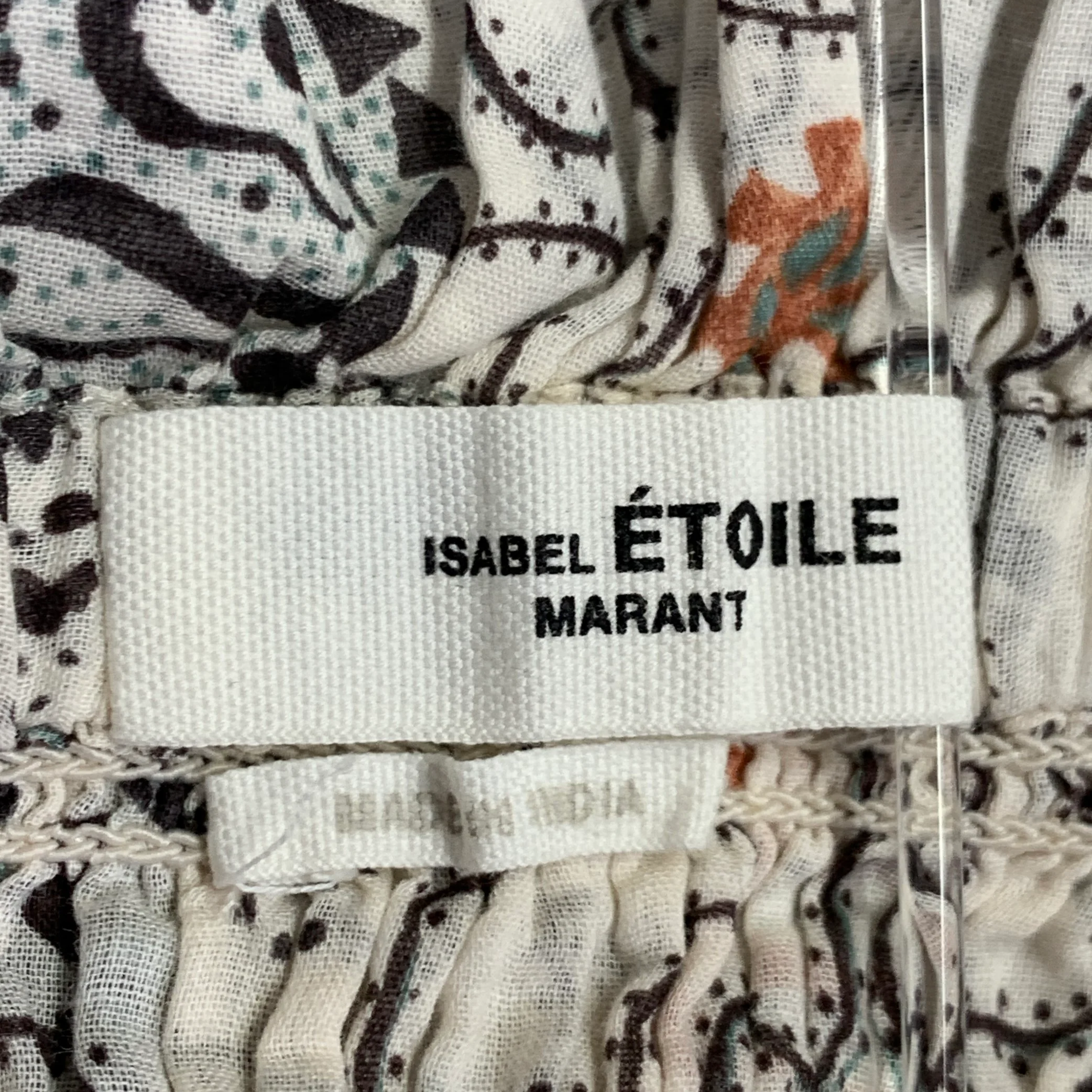 ISABEL MARANT ETOILE Size S White Brown Black Cotton Abstract Strapless Dress - Image 5
