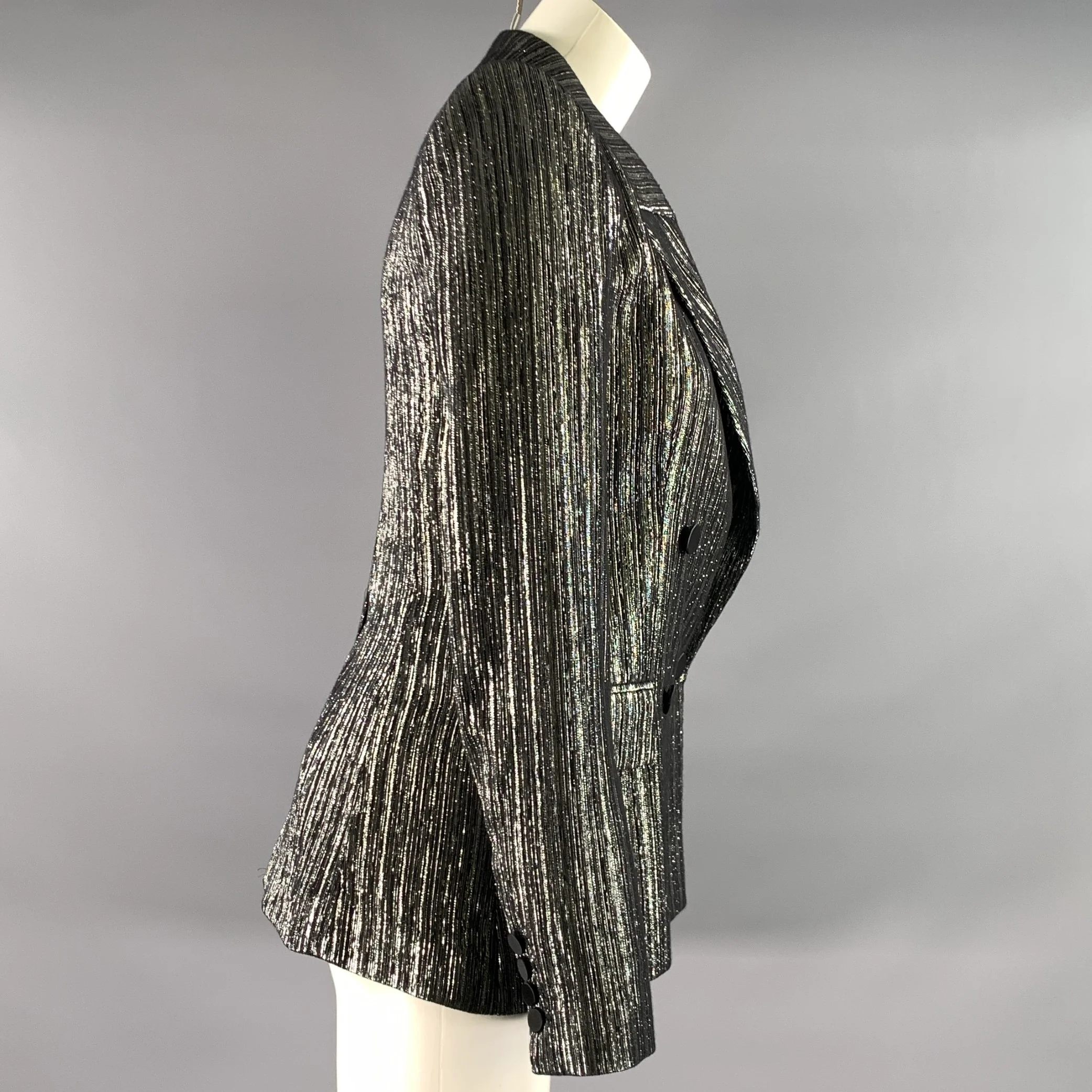 ISABEL MARANT Size 2 Black Silver Viscose Polyester Jacket - Image 3